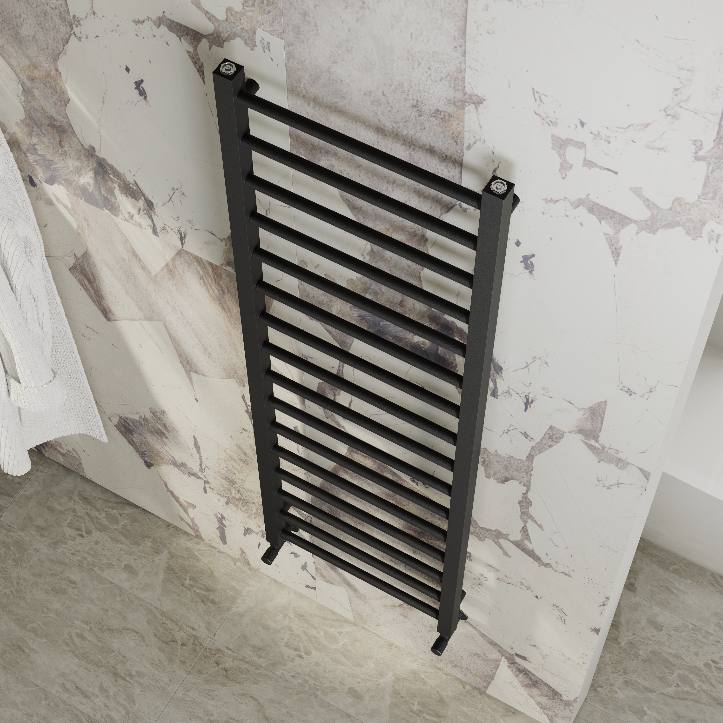 Toasty Rise Matt Black Heated Towel Rail