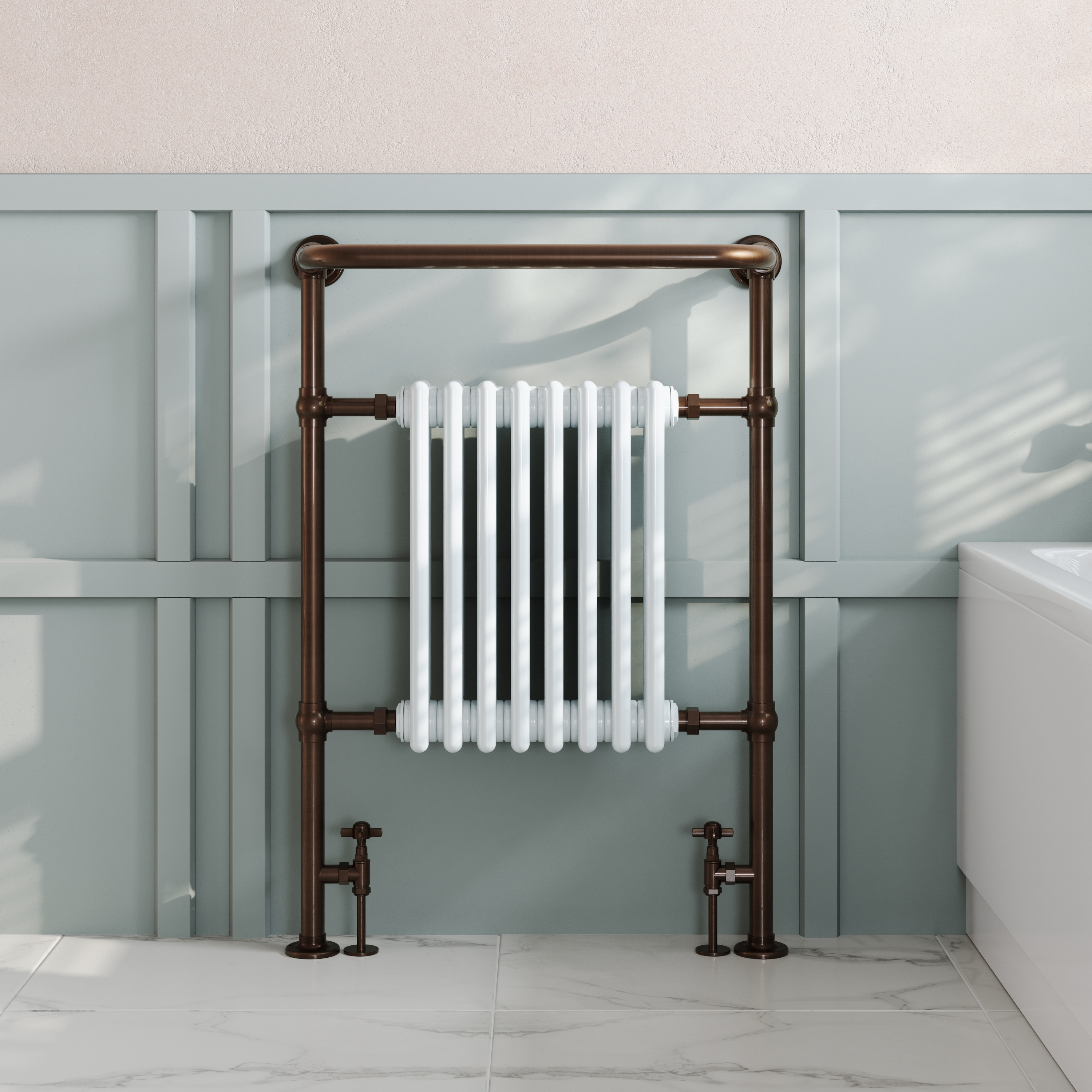 Toasty Penrose Antique Copper Traditional Heated Towel Rail - 965 x 675mm