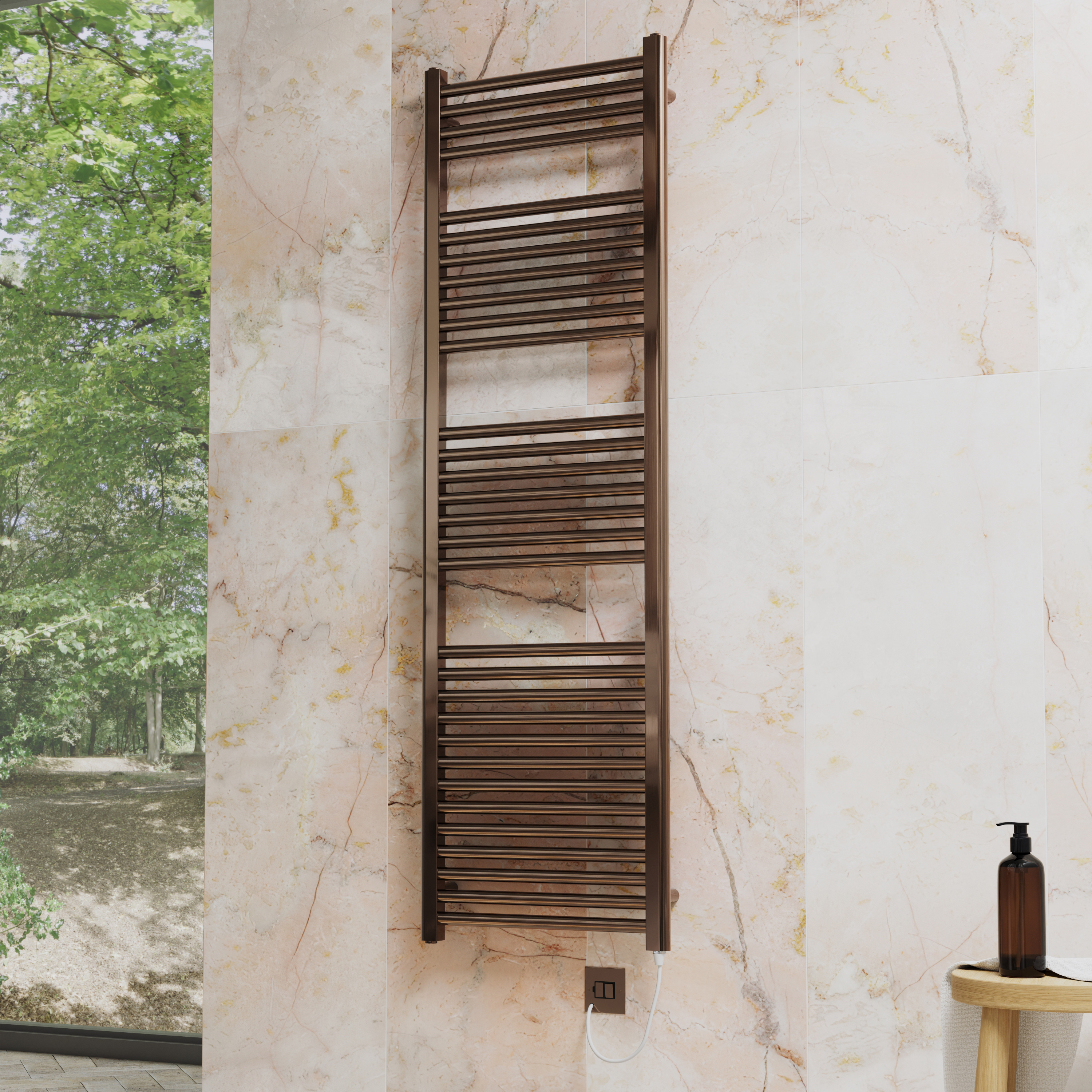 Toasty Glow Premium Brushed Bronze 25mm Electric Heated Towel Rail with Heating Element