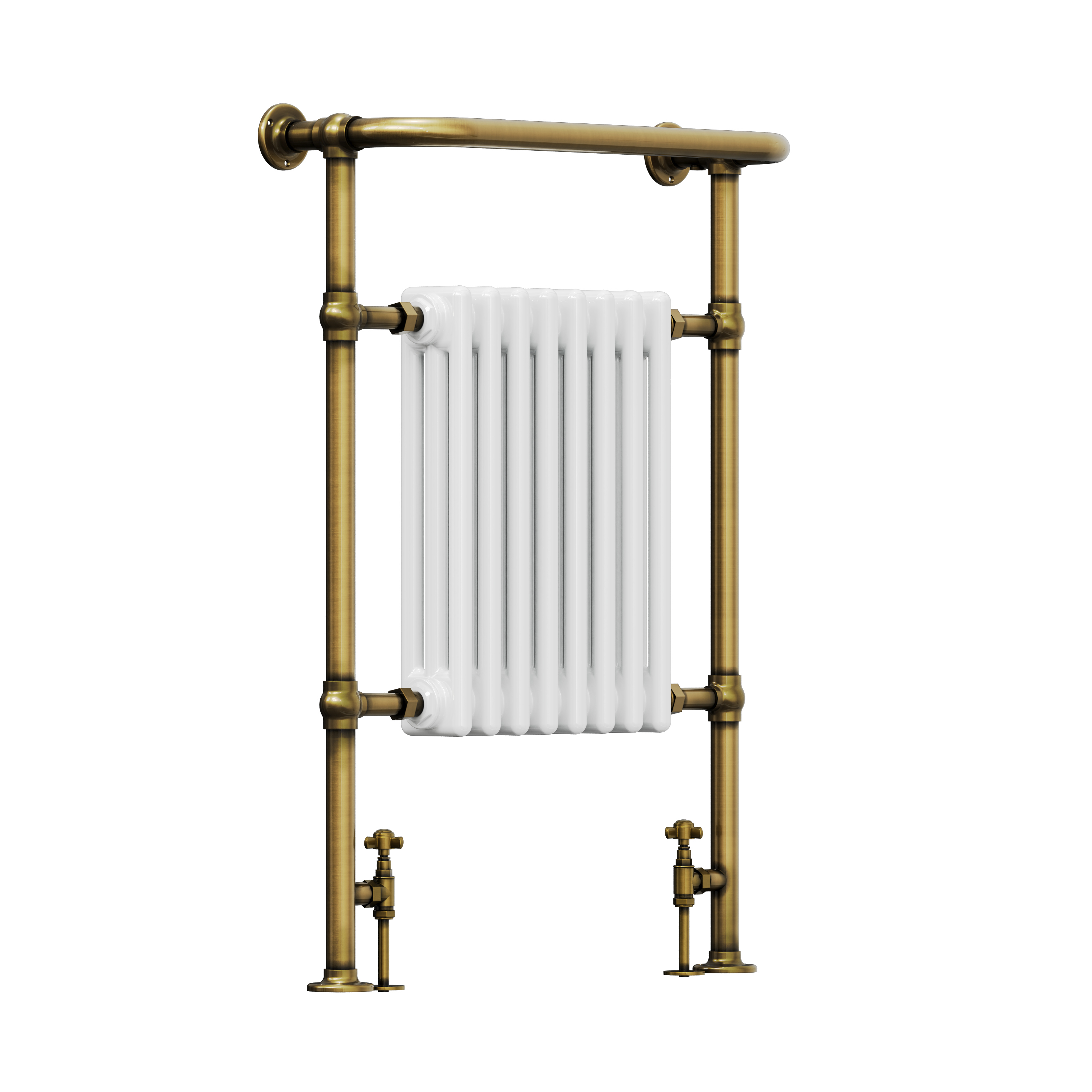 Toasty Penrose Antique Brass Traditional Heated Towel Rail - 965 x 675mm