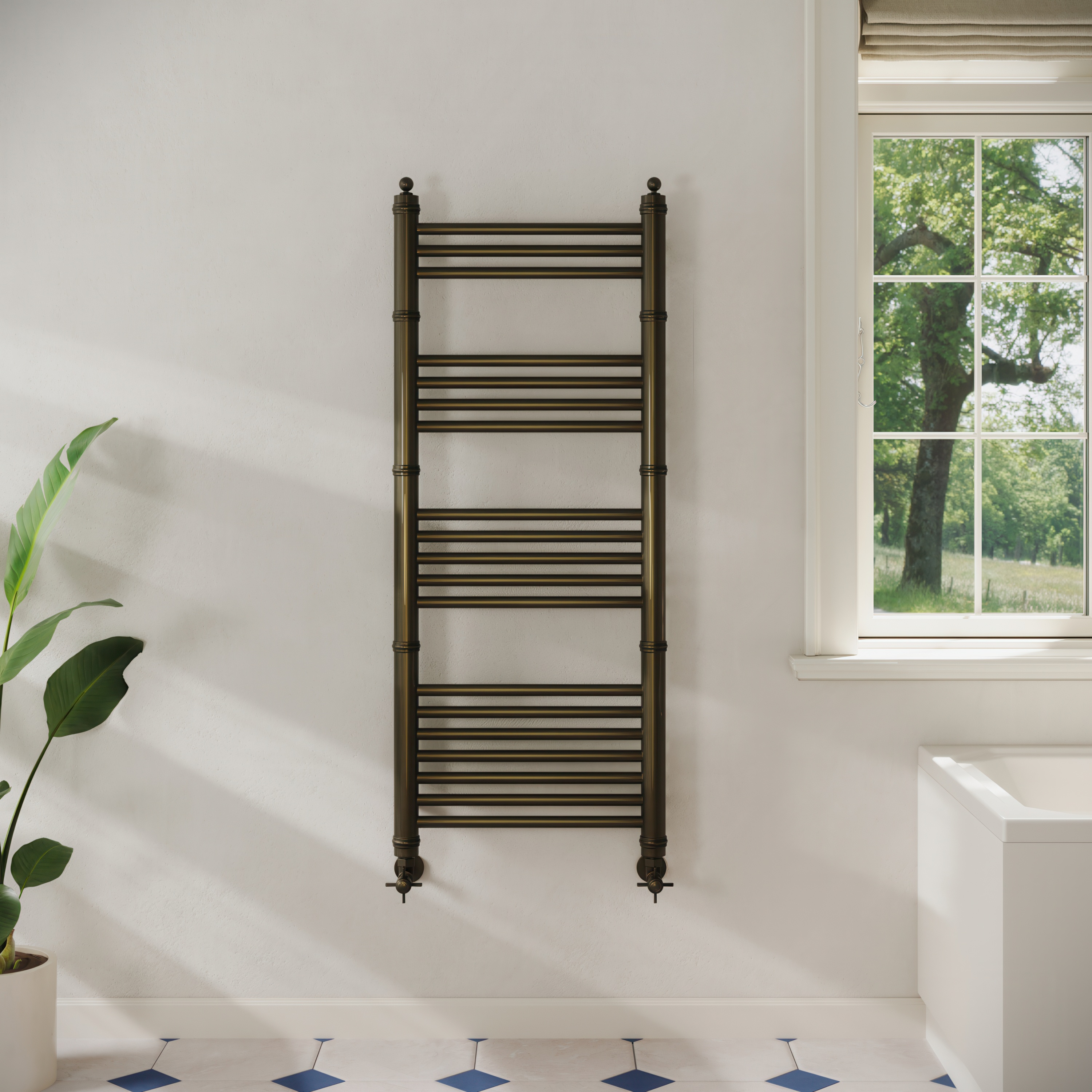 Toasty Vale Antique Brass Traditional Ladder Heated Towel Rail