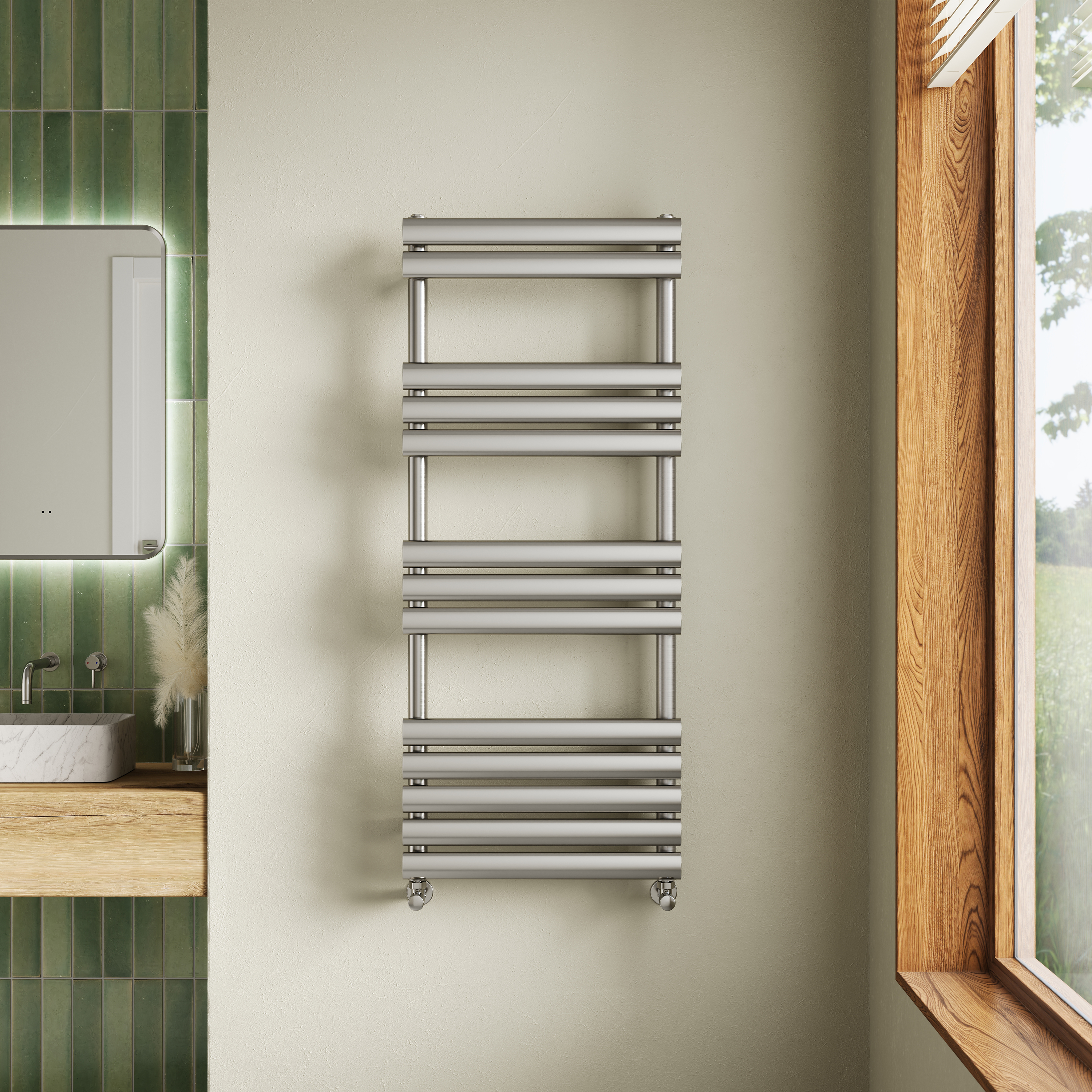 Toasty Eden Brushed Nickel Heated Towel Rail
