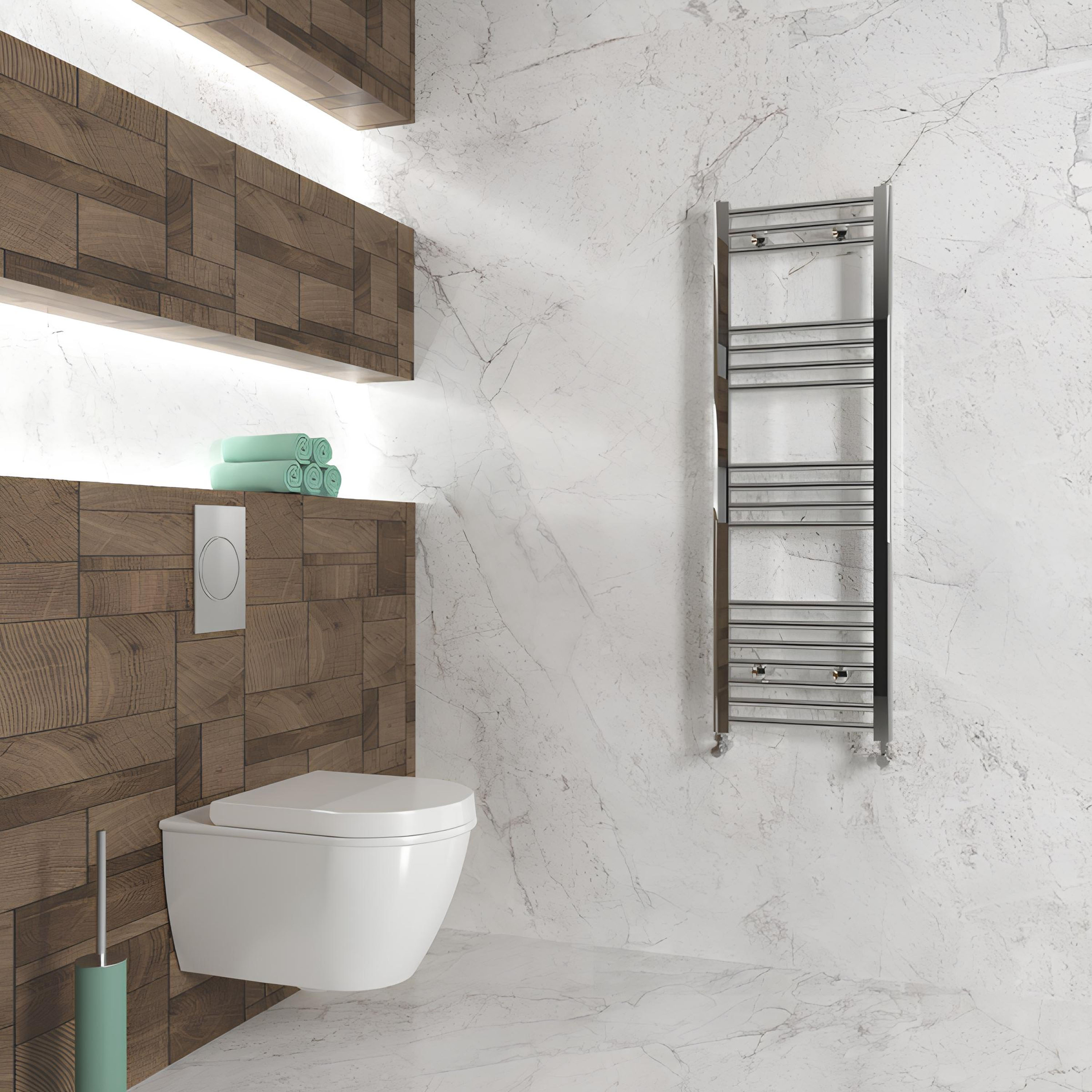 Carisa Nile Flat Vertical Steel Ladder Heated Towel Rail