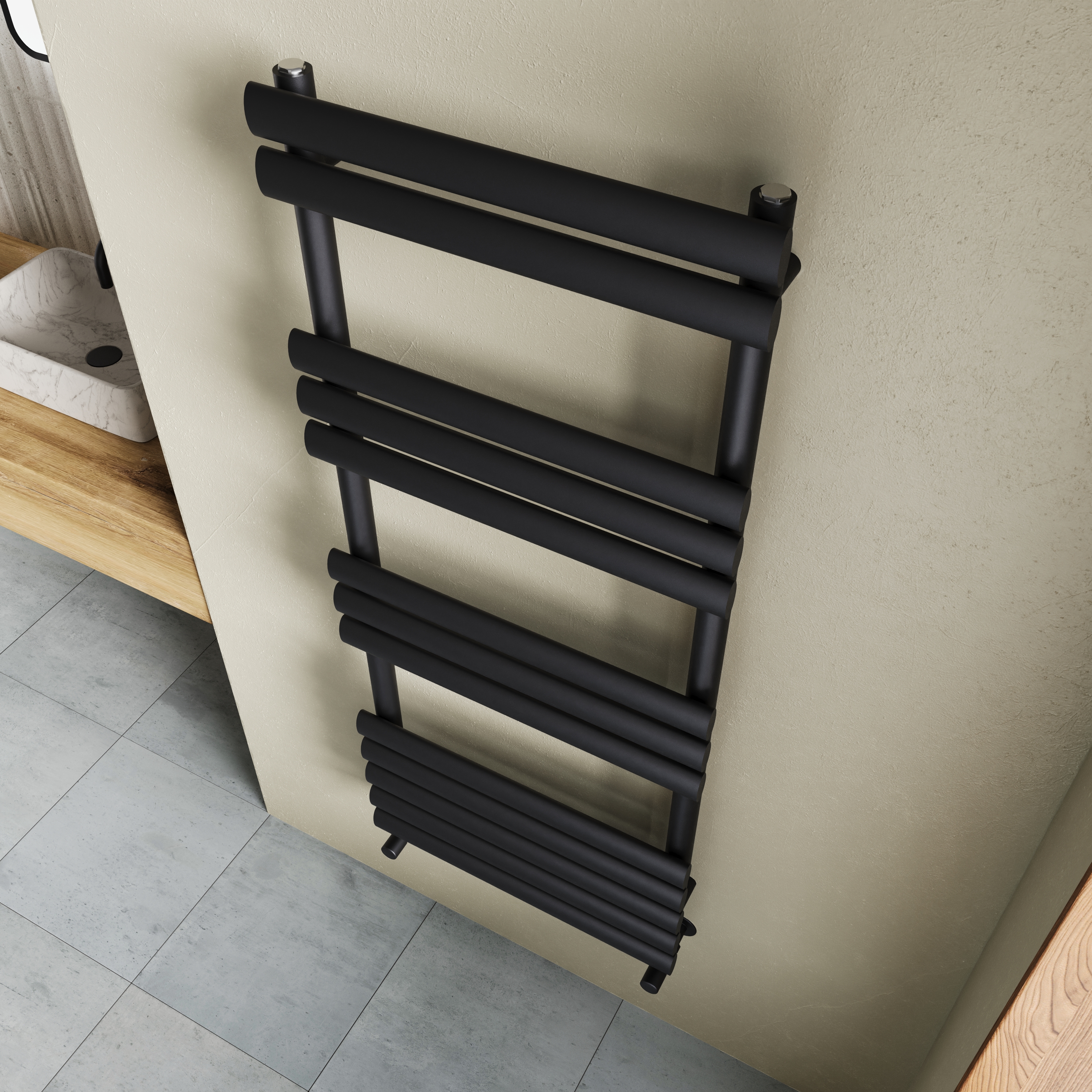 Toasty Eden Matt Black Heated Towel Rail