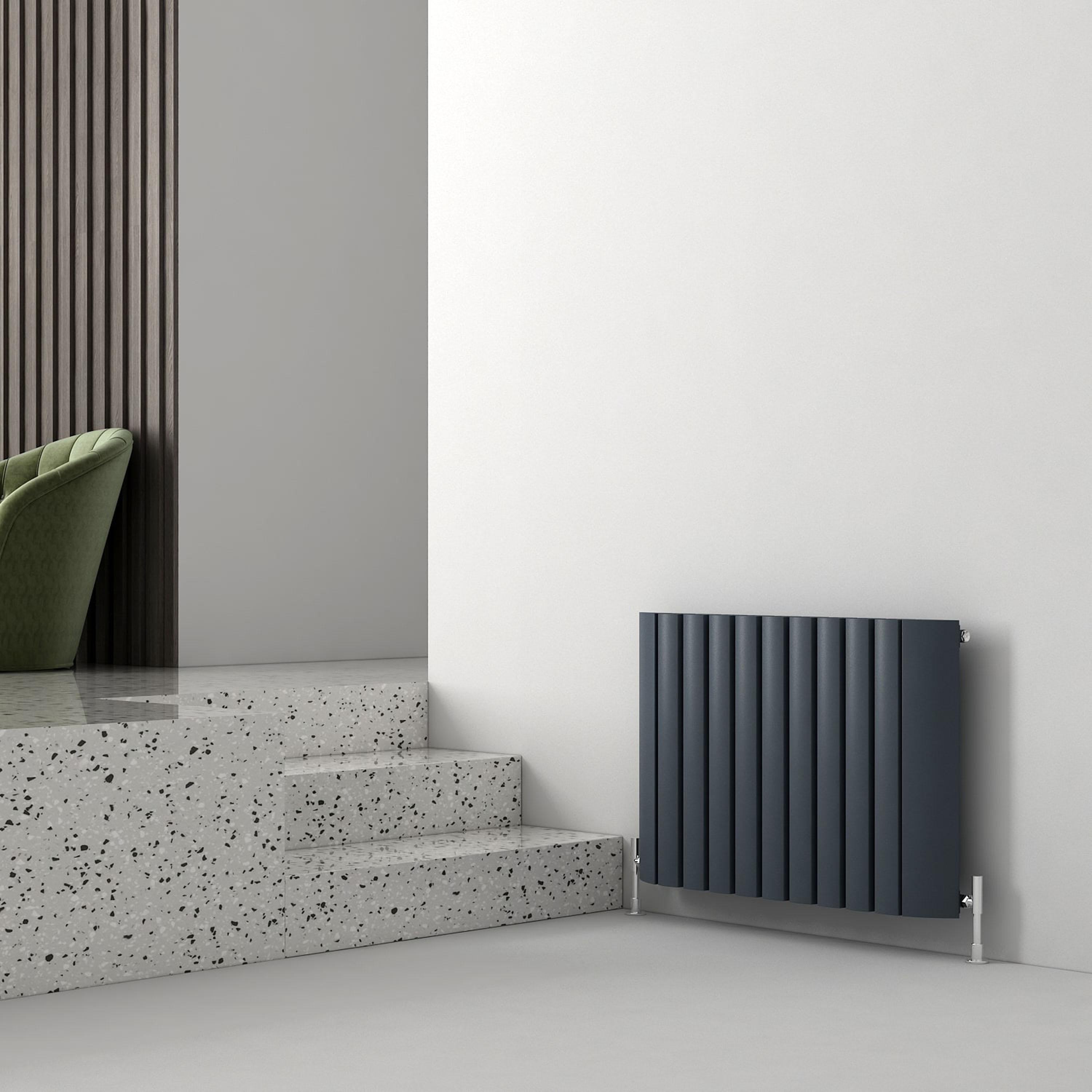 Carisa Gaia Oval Single Panel Horizontal Aluminium Radiator