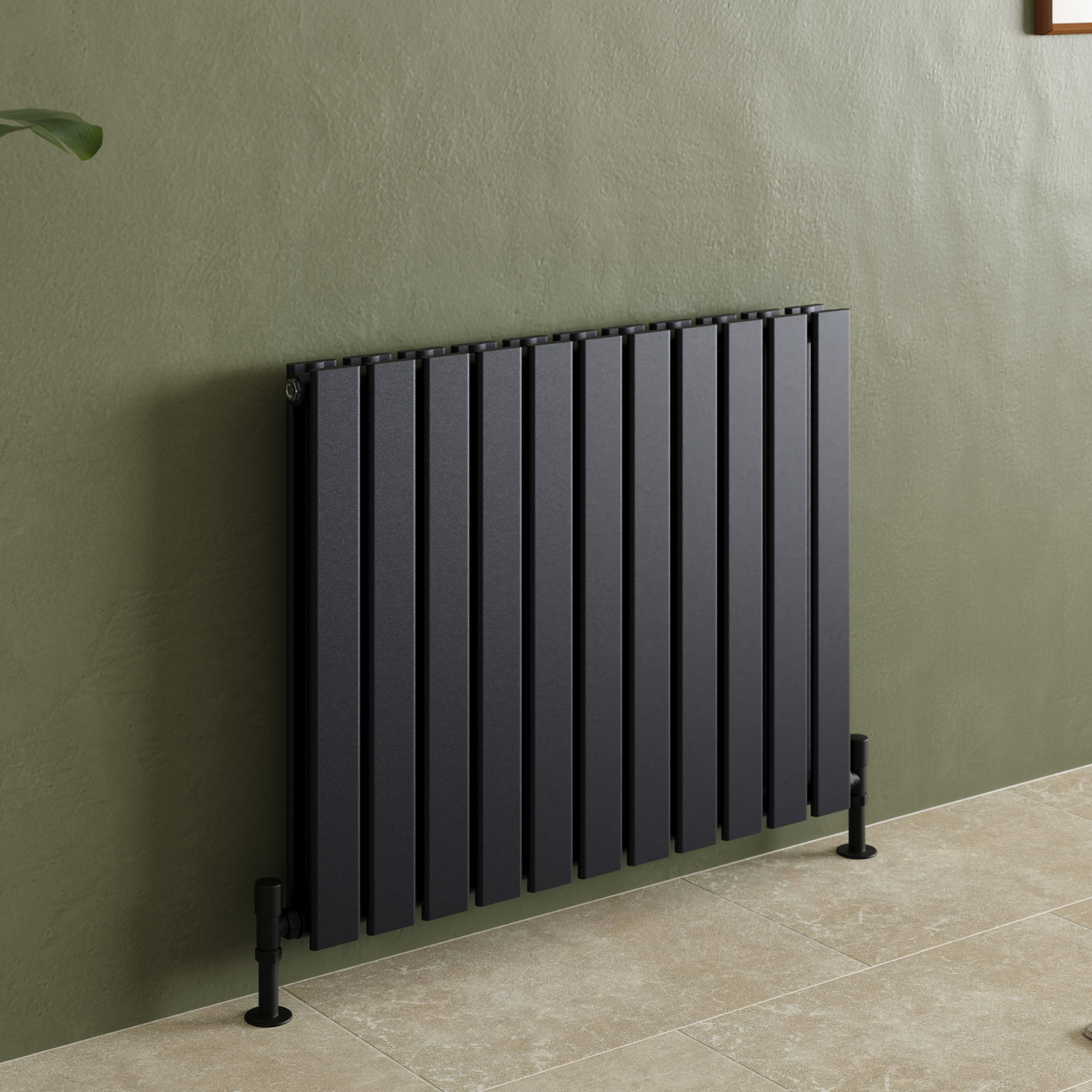 Toasty Radiance Matt Black Flat Panel Horizontal Radiator