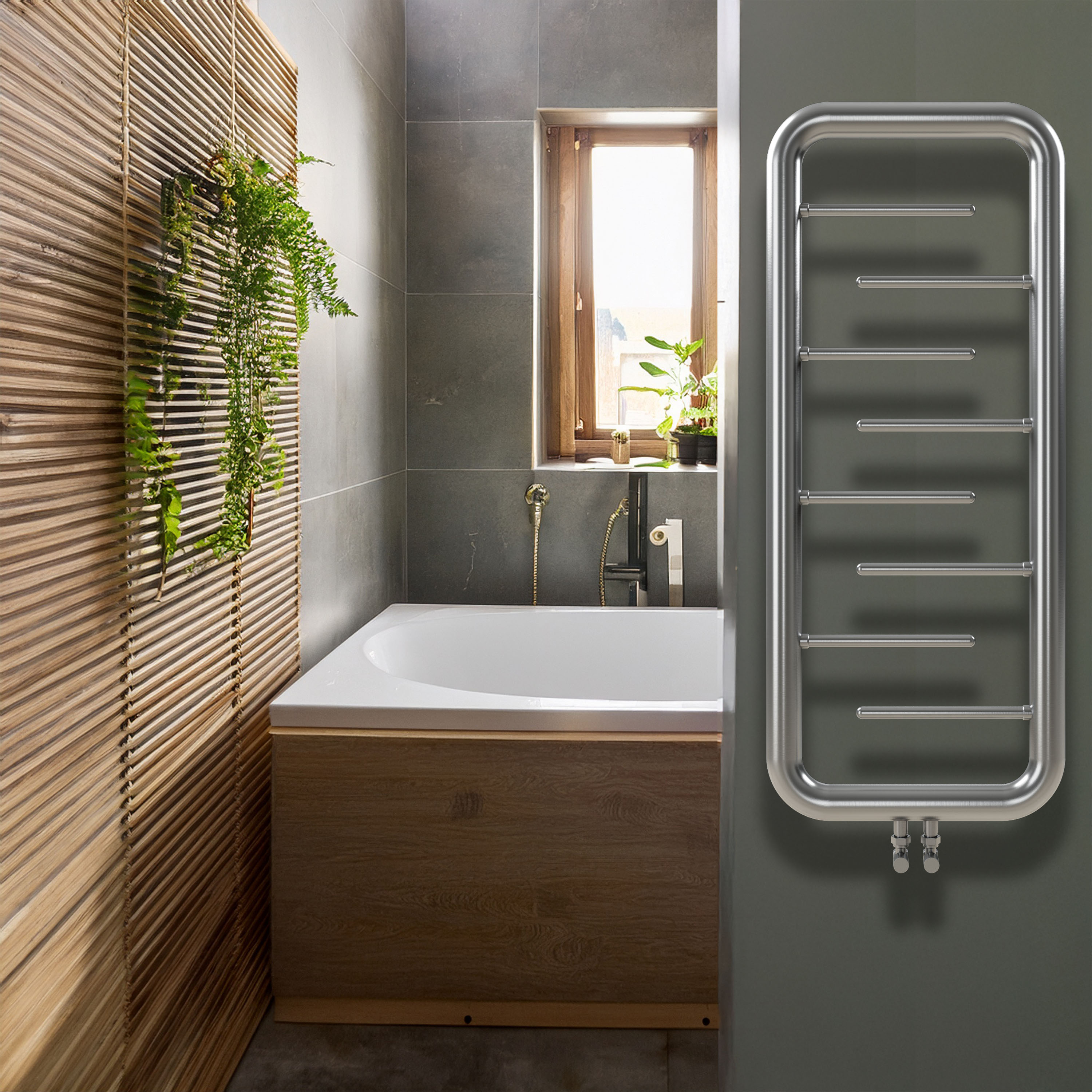Carisa Aren Ladder Stainless Steel Designer Heated Towel Rail