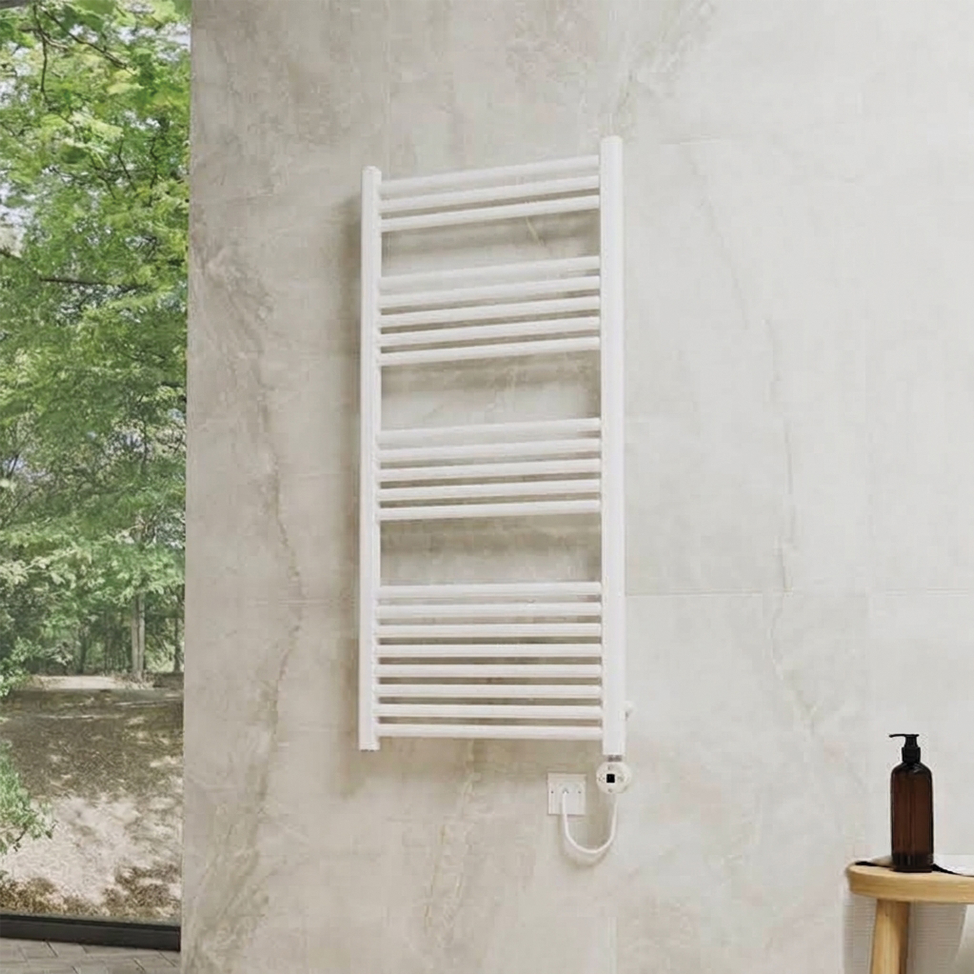 Toasty Glow Premium Matt White 25mm Electric Heated Towel Rail with Heating Element