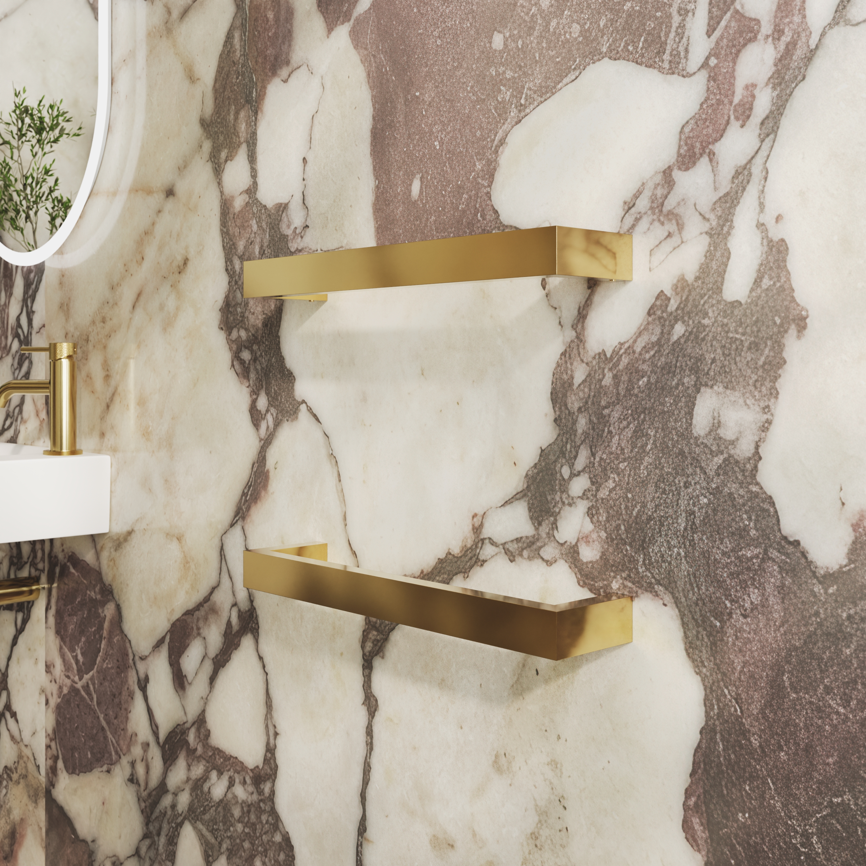 Toasty Flare Polished Brass Electric Heated Towel Rail