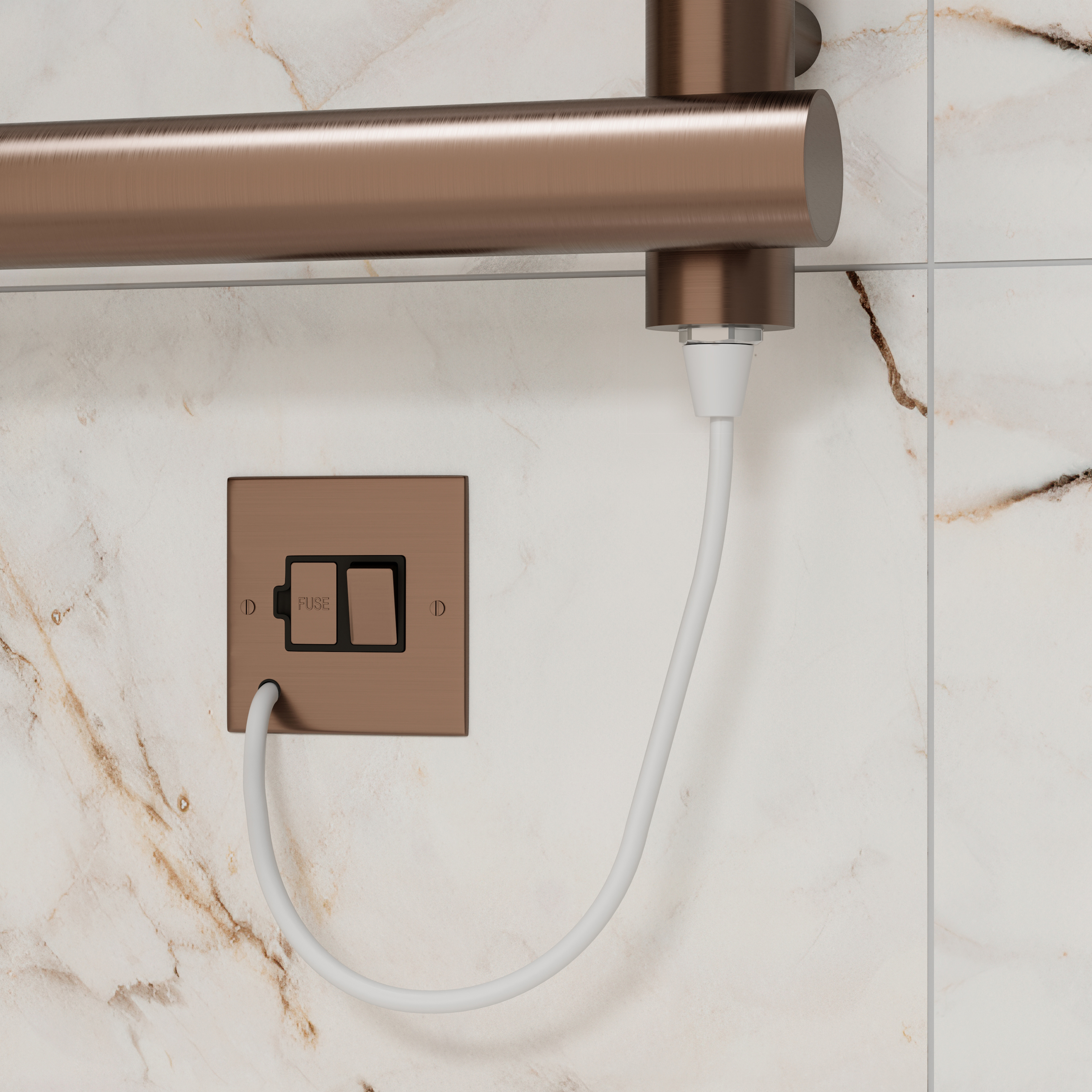 Toasty Yarrow Brushed Bronze Electric Heated Towel Rail with Heating Element