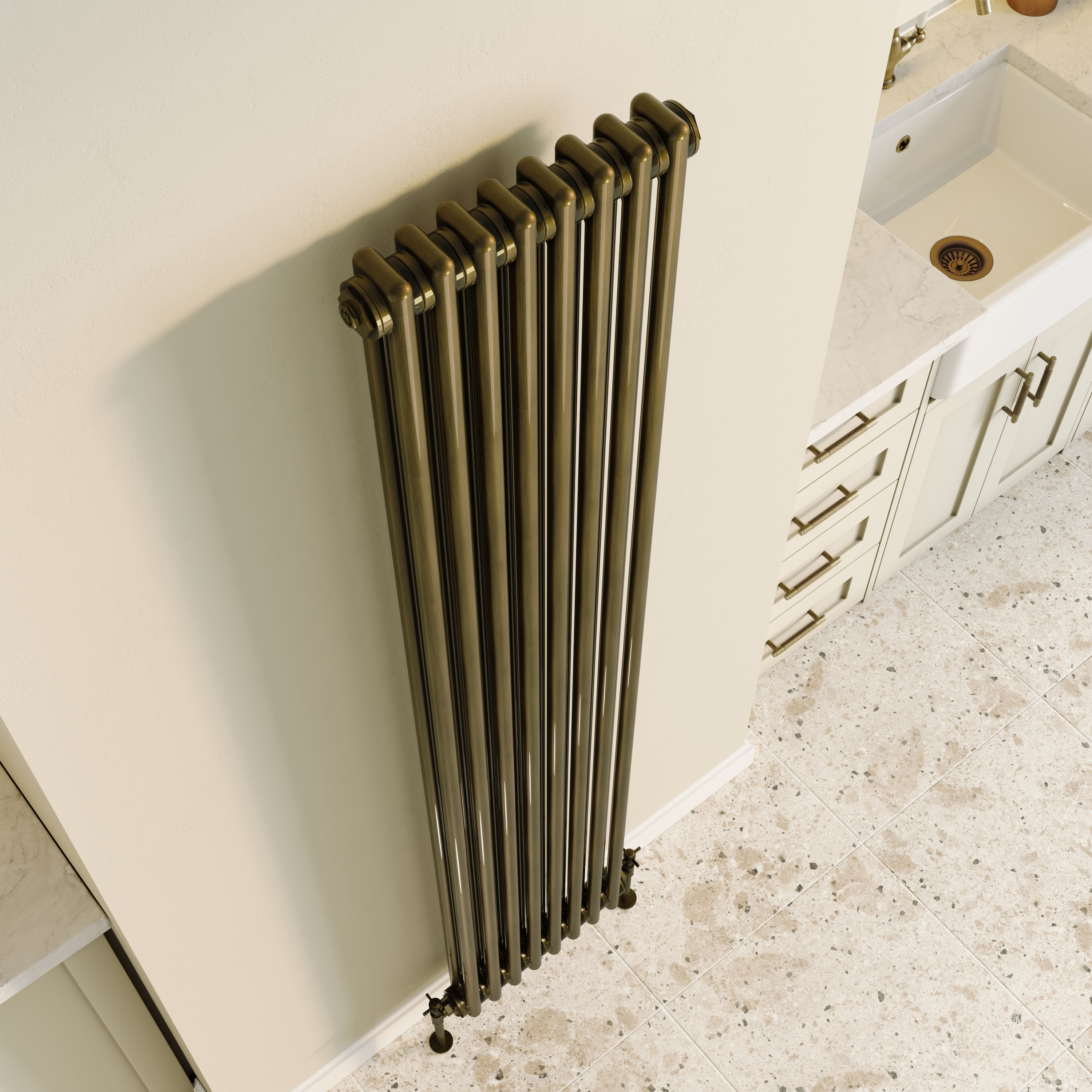 Toasty Ardleigh Antique Brass Vertical Column Radiator