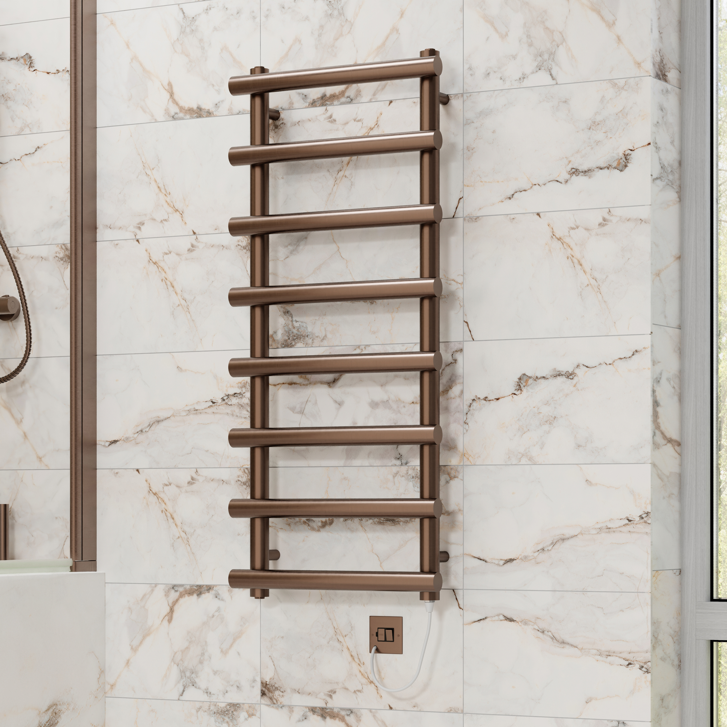 Toasty Yarrow Brushed Bronze Electric Heated Towel Rail with Heating Element