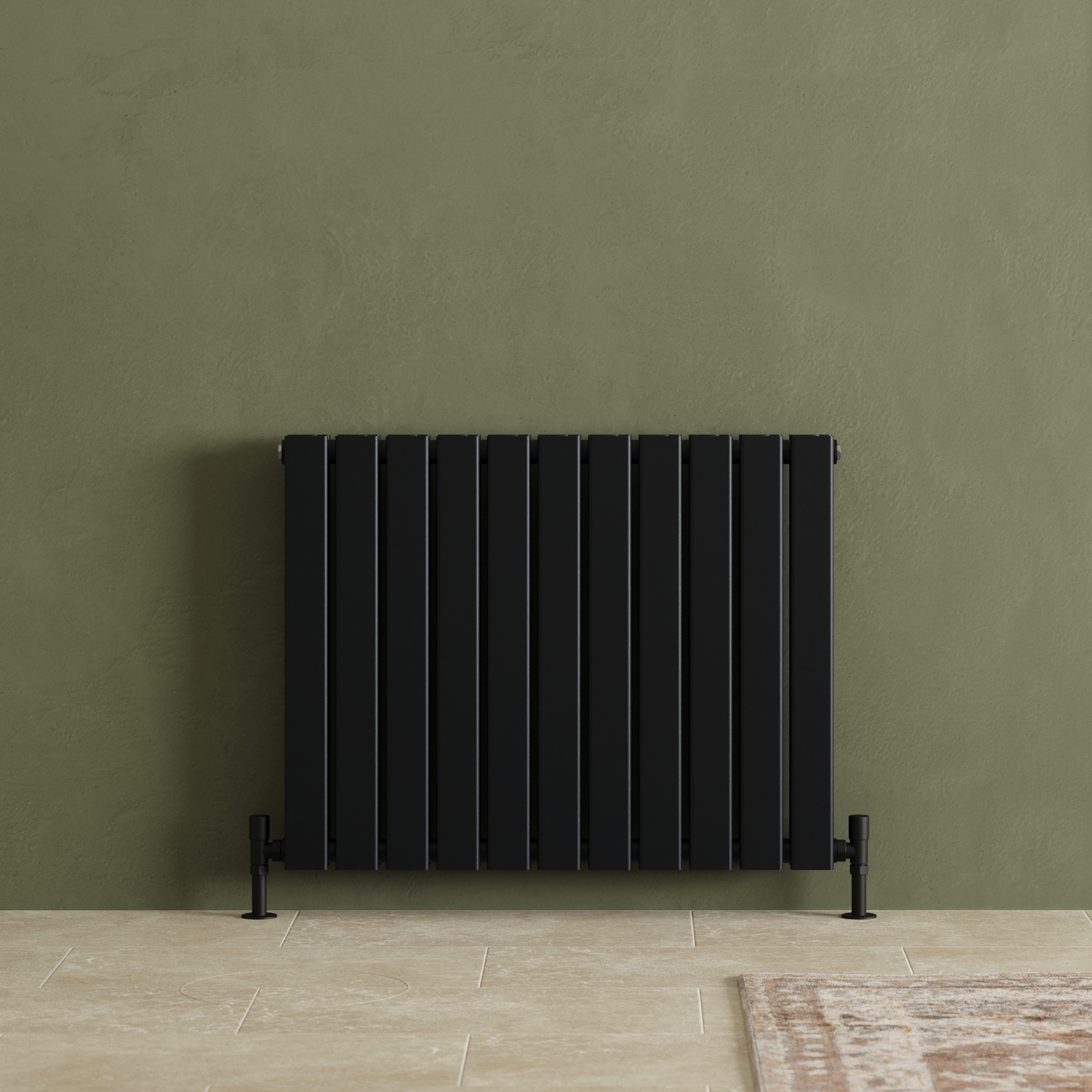 Toasty Radiance Matt Black Flat Panel Horizontal Radiator
