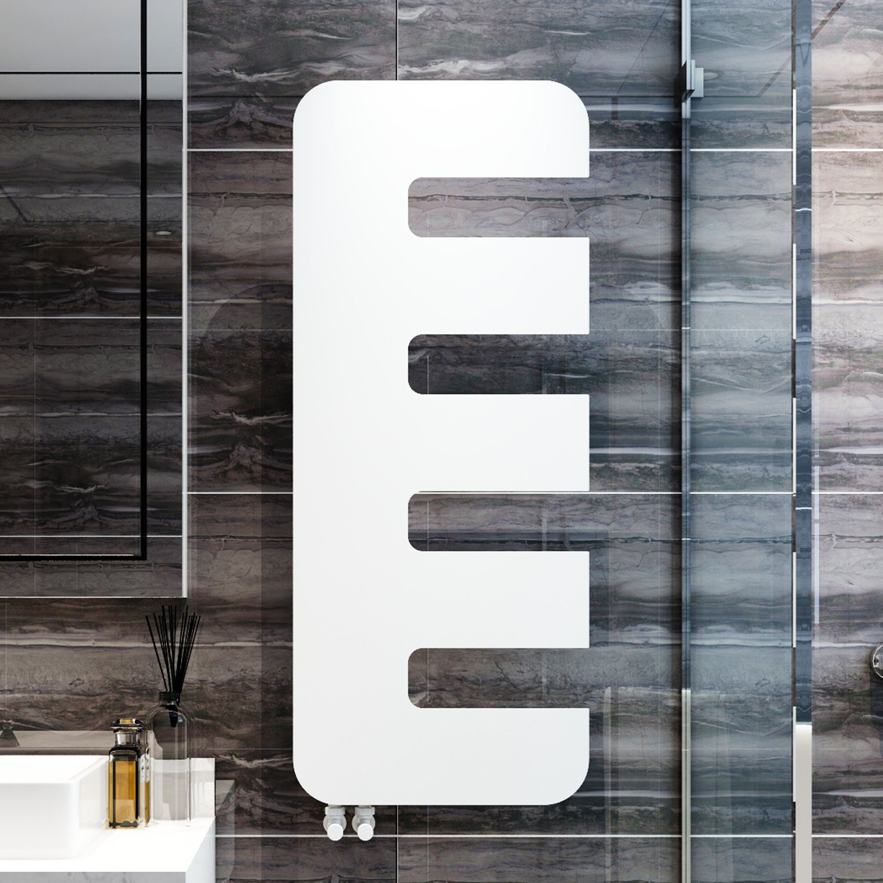 Carisa Rex Offset Single Panel Steel Designer Heated Towel Rail