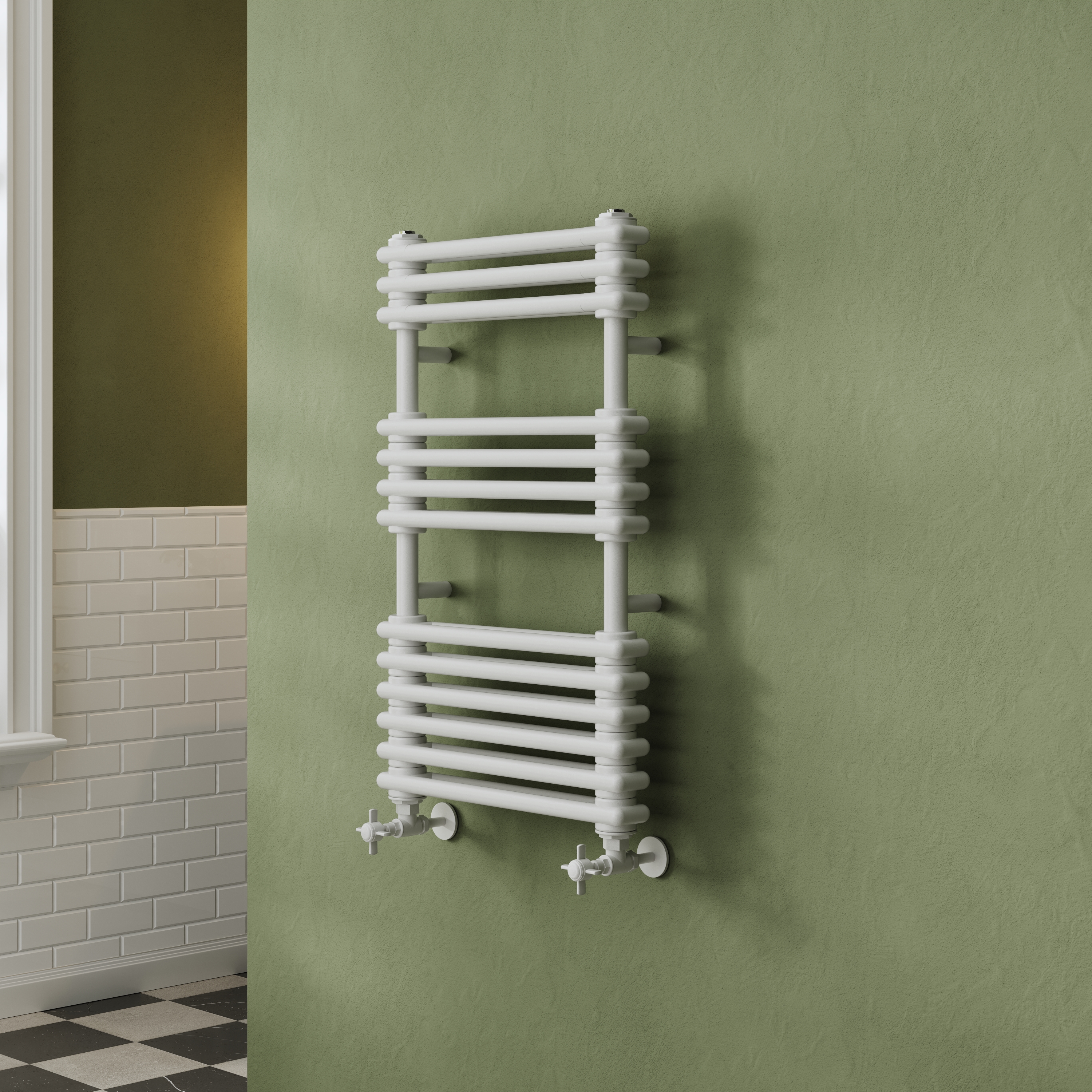 Toasty Montford White Traditional Column Heated Towel Rail
