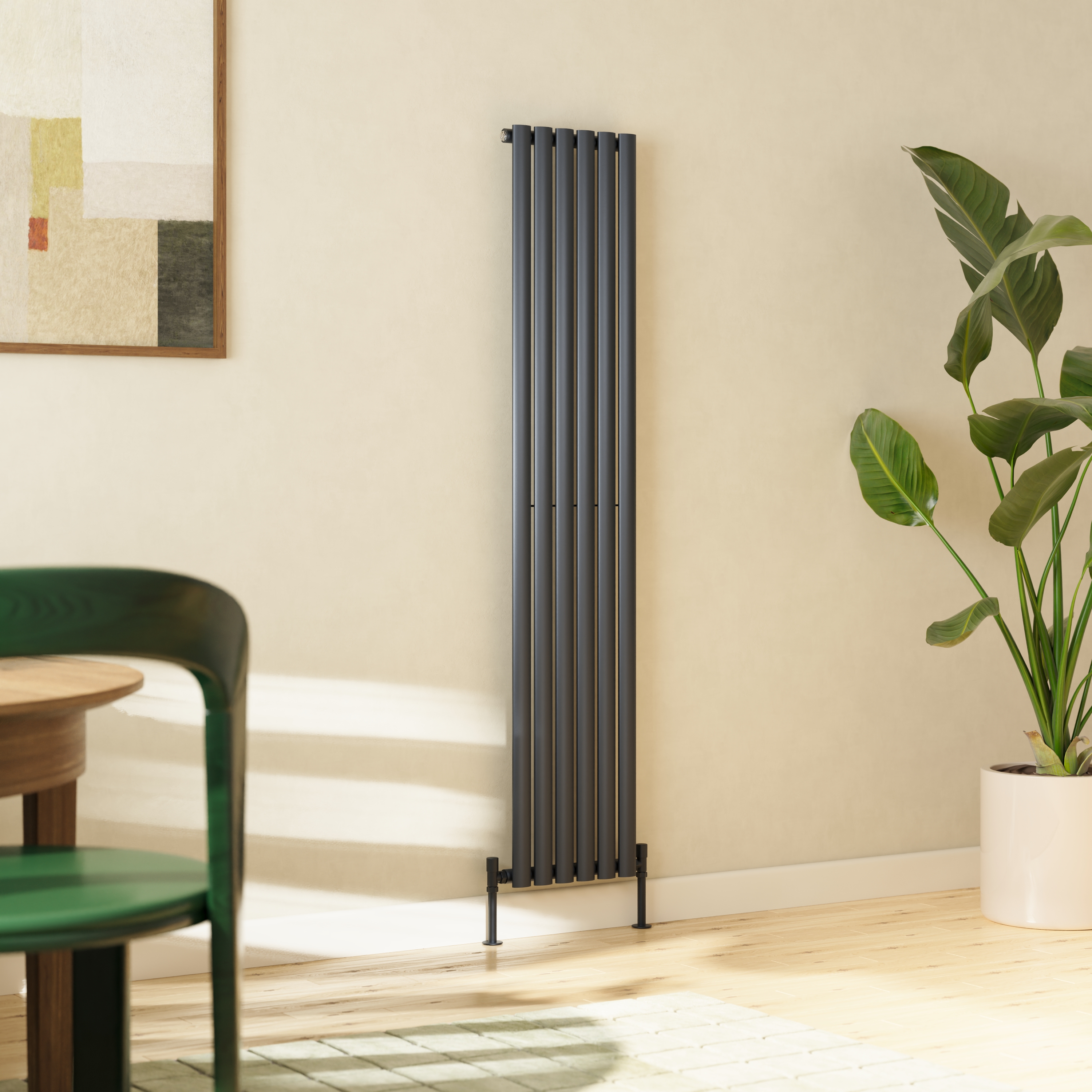 Toasty Ember Anthracite Oval Panel Vertical Radiator