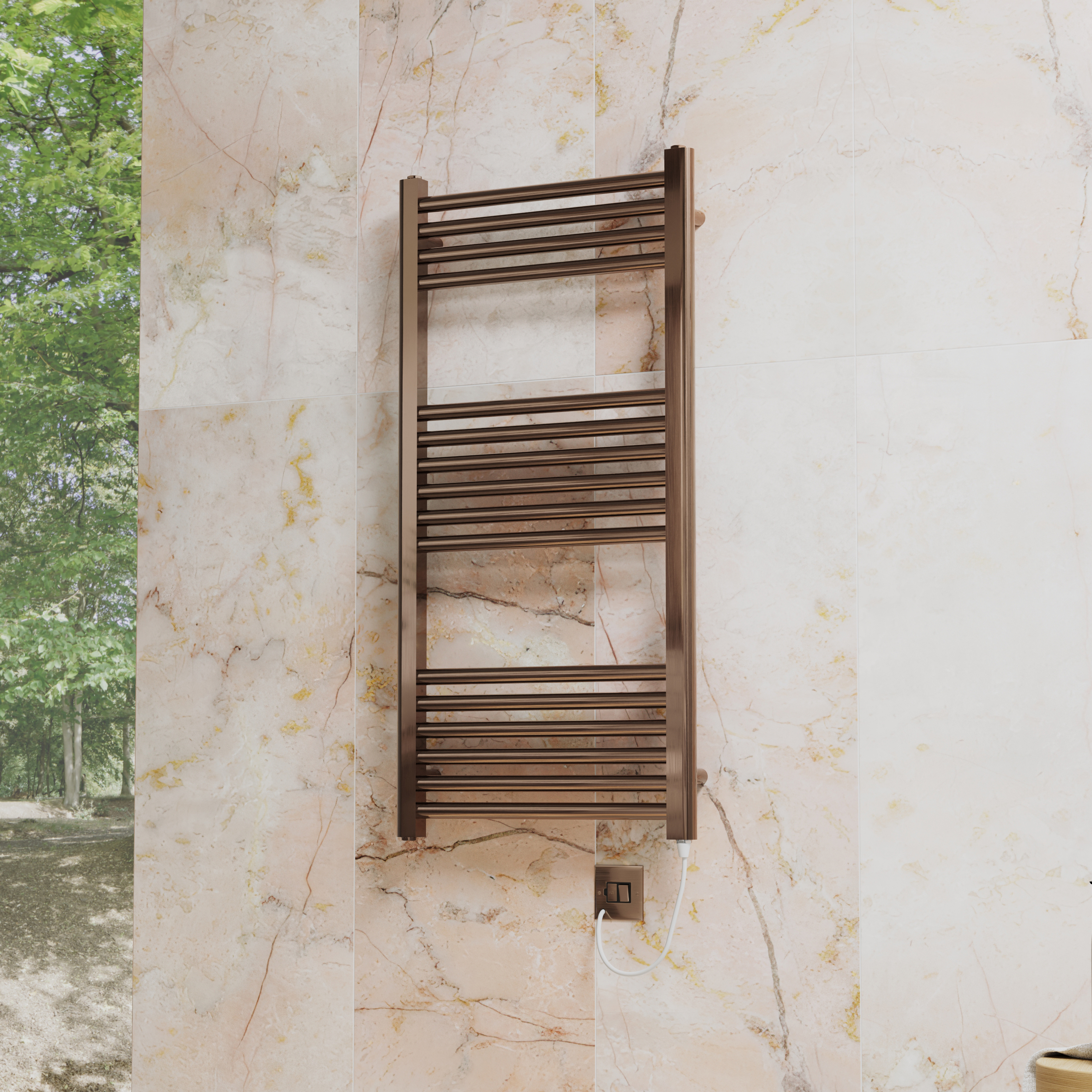 Toasty Glow Premium Brushed Bronze 25mm Electric Heated Towel Rail with Heating Element