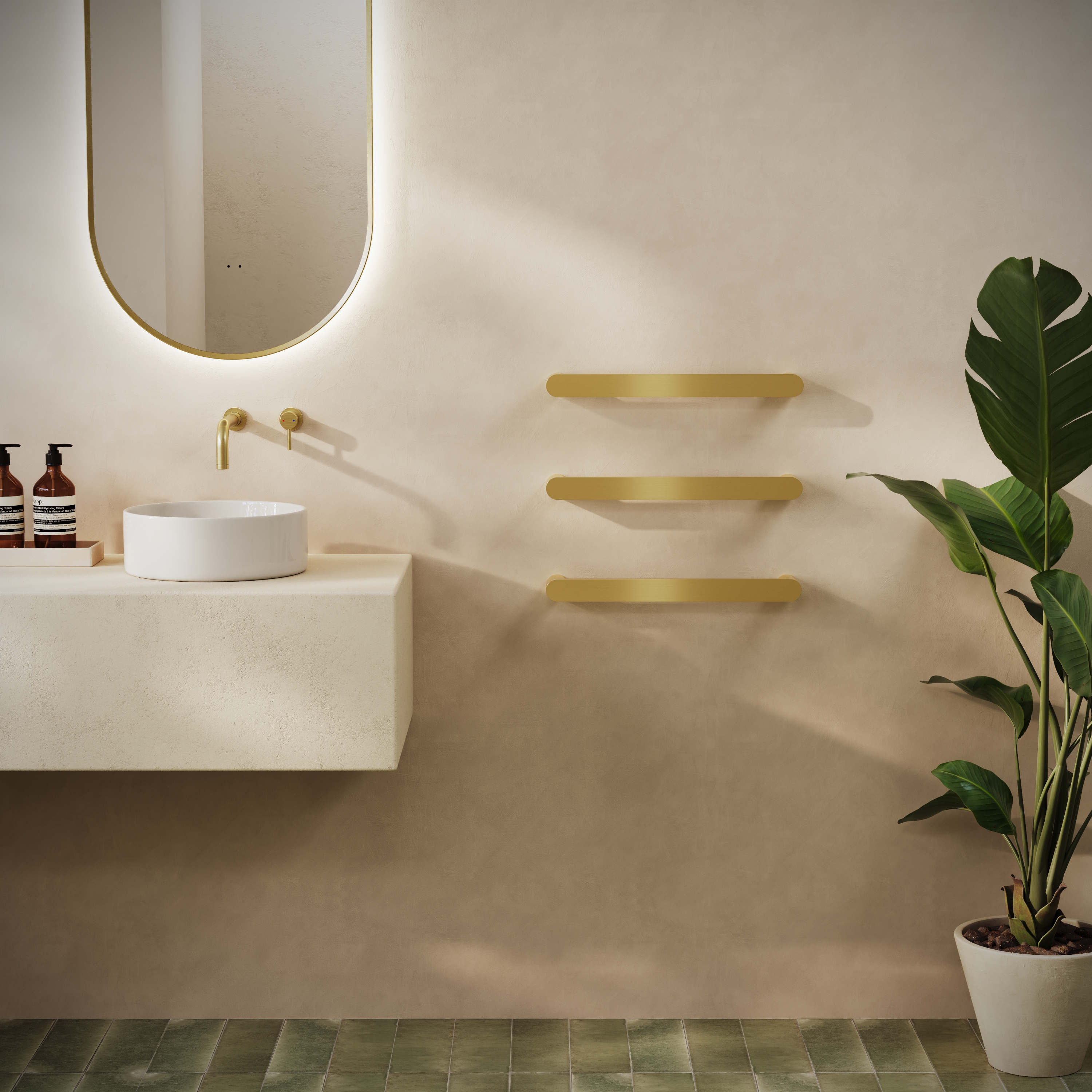 Toasty Duna Brushed Brass Electric Heated Towel Rail