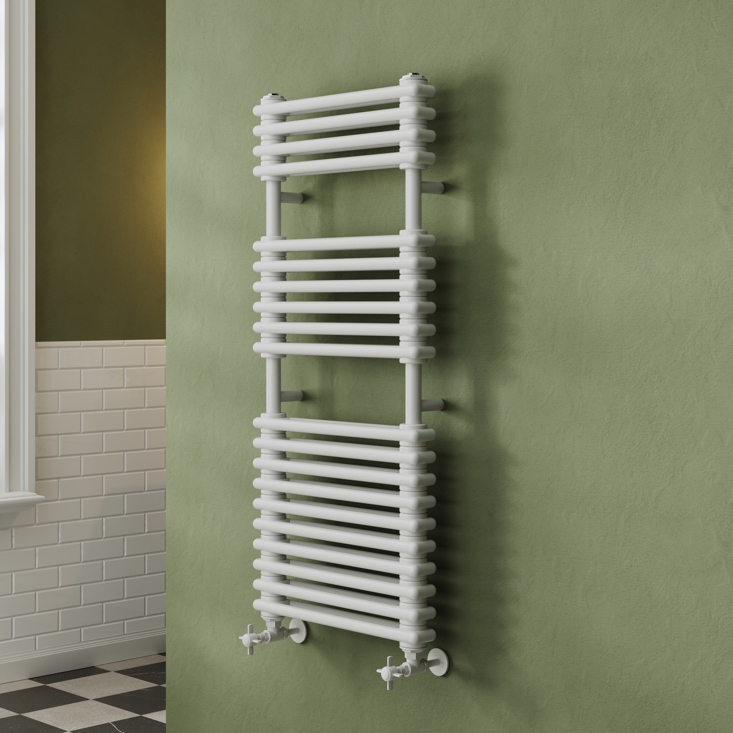 Toasty Montford White Traditional Column Heated Towel Rail