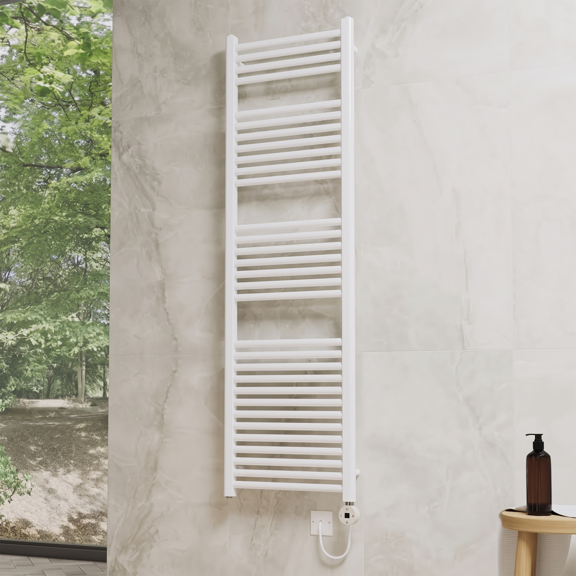 Toasty Glow Premium Matt White 25mm Electric Heated Towel Rail with Heating Element