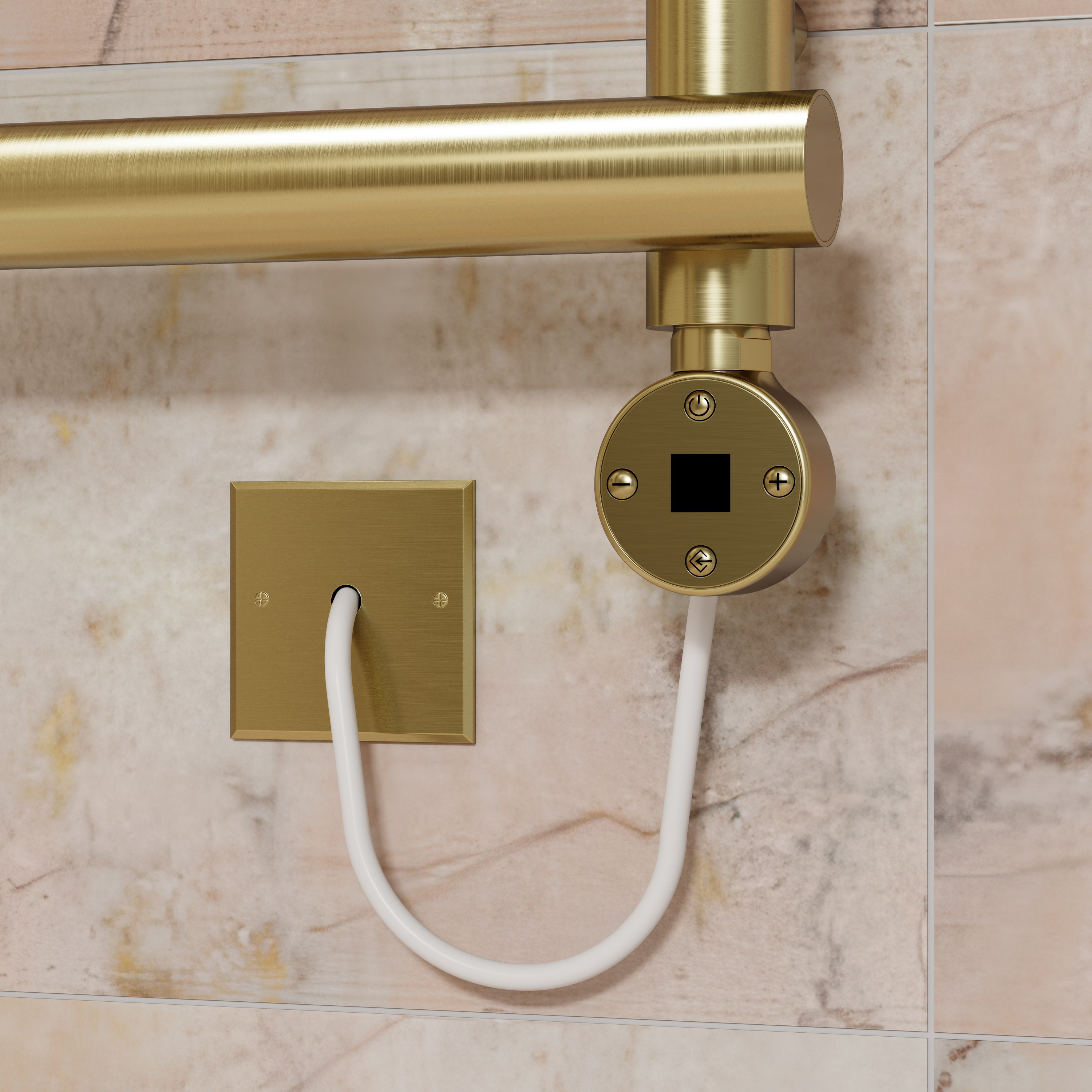 Toasty Yarrow Brushed Brass Electric Heated Towel Rail with Heating Element