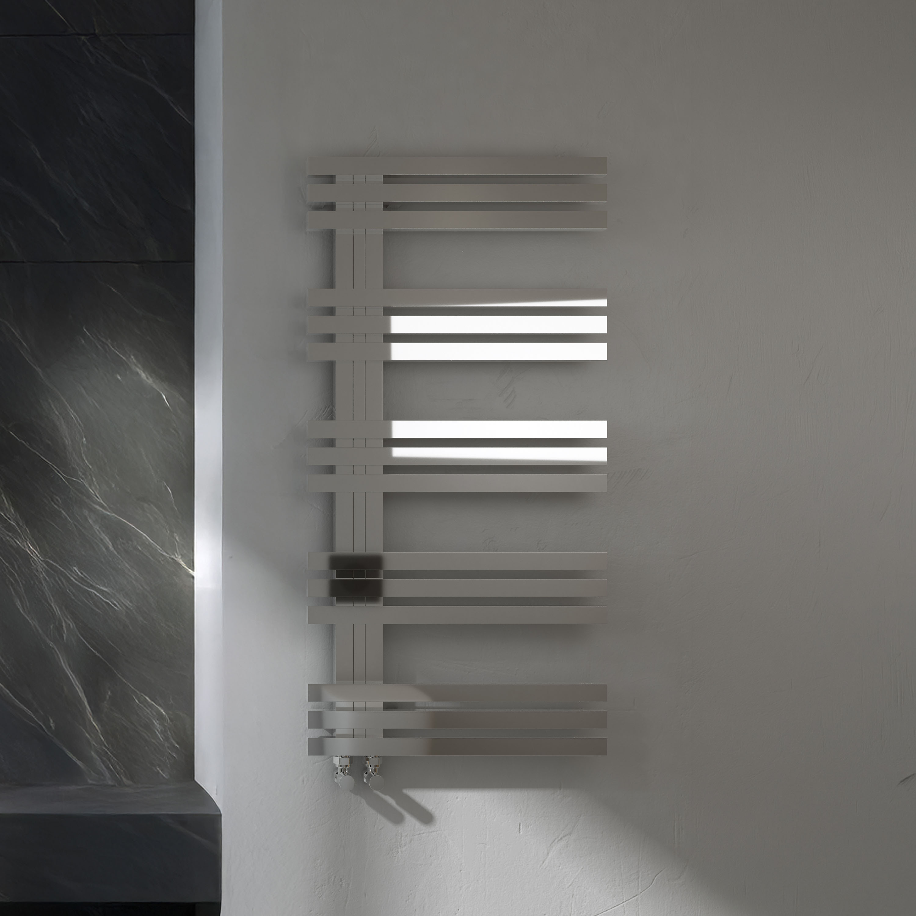 Carisa Alias Offset Stainless Steel Designer Heated Towel Rail - 1000 x 500mm