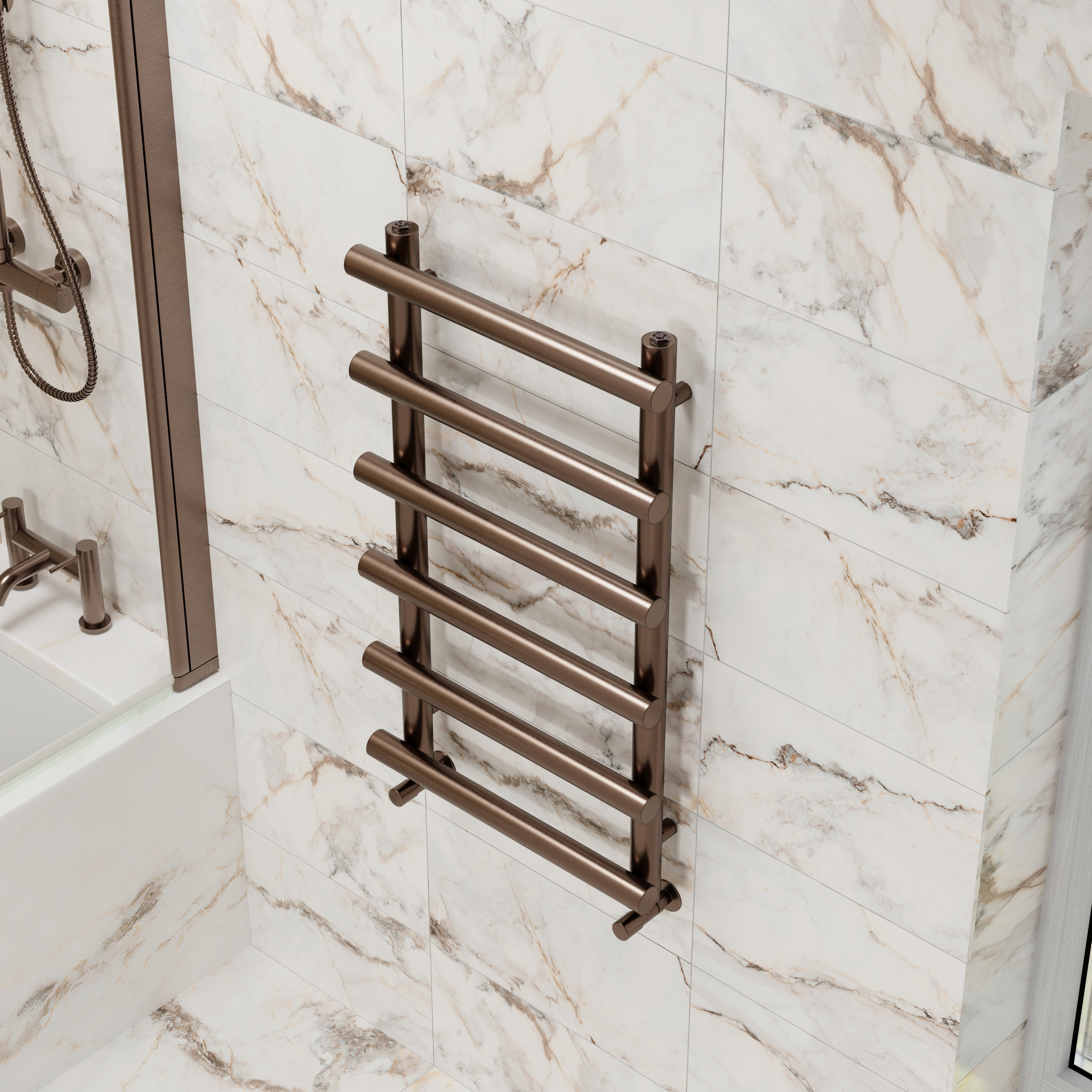 Toasty Yarrow Brushed Bronze Electric Heated Towel Rail with Heating Element