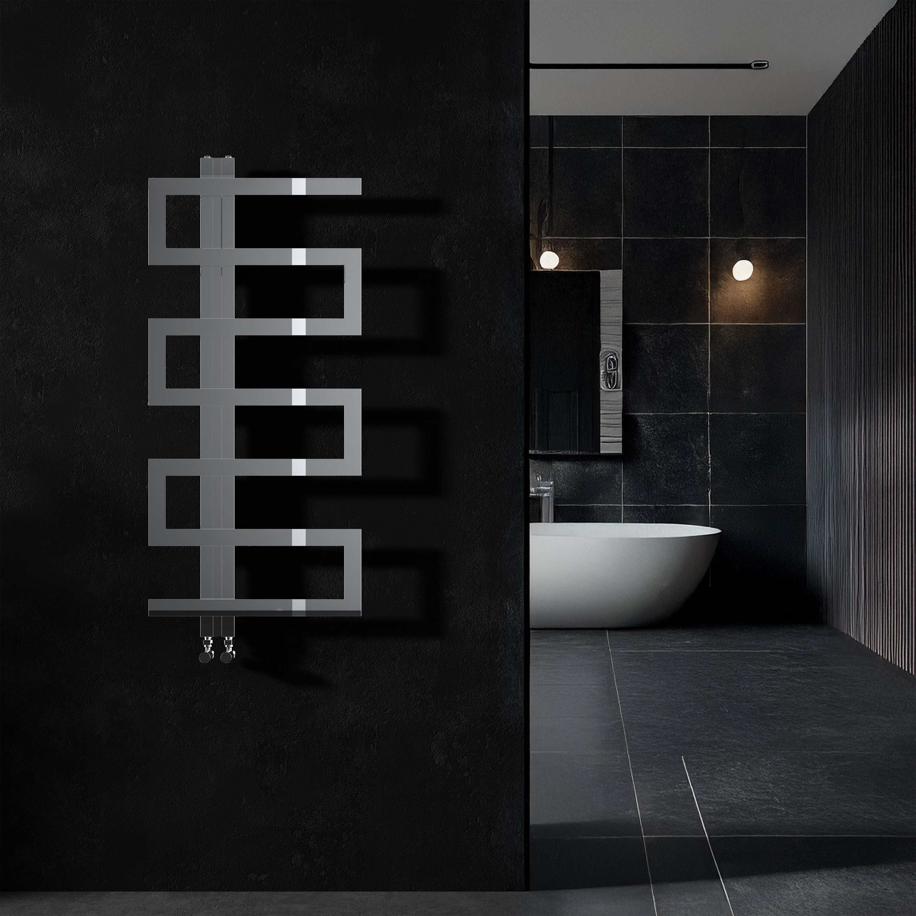 Carisa Ibiza Offset Stainless Steel Designer Heated Towel Rail