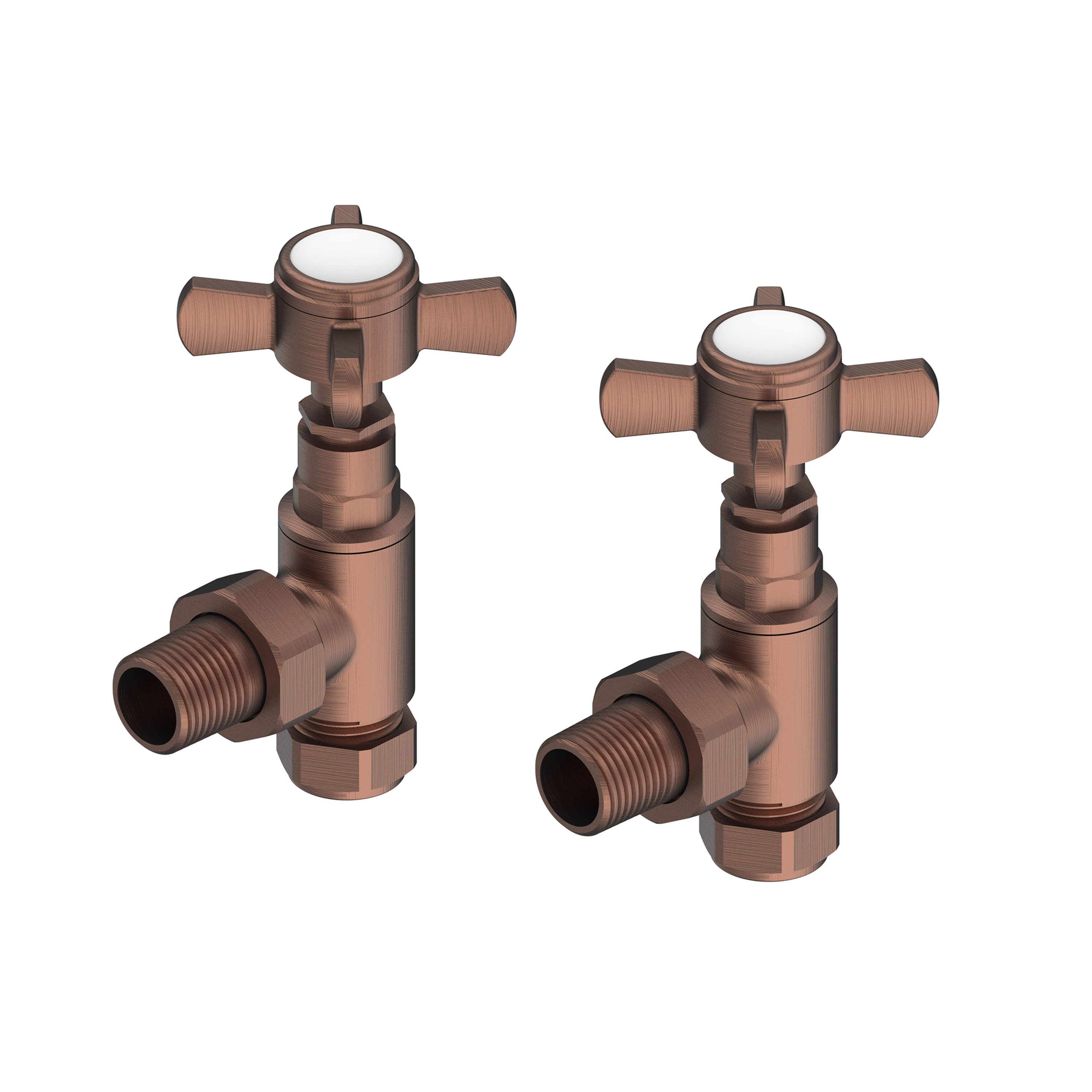 Toasty Traditional Crosshead Manual Angled Valves - Antique Copper