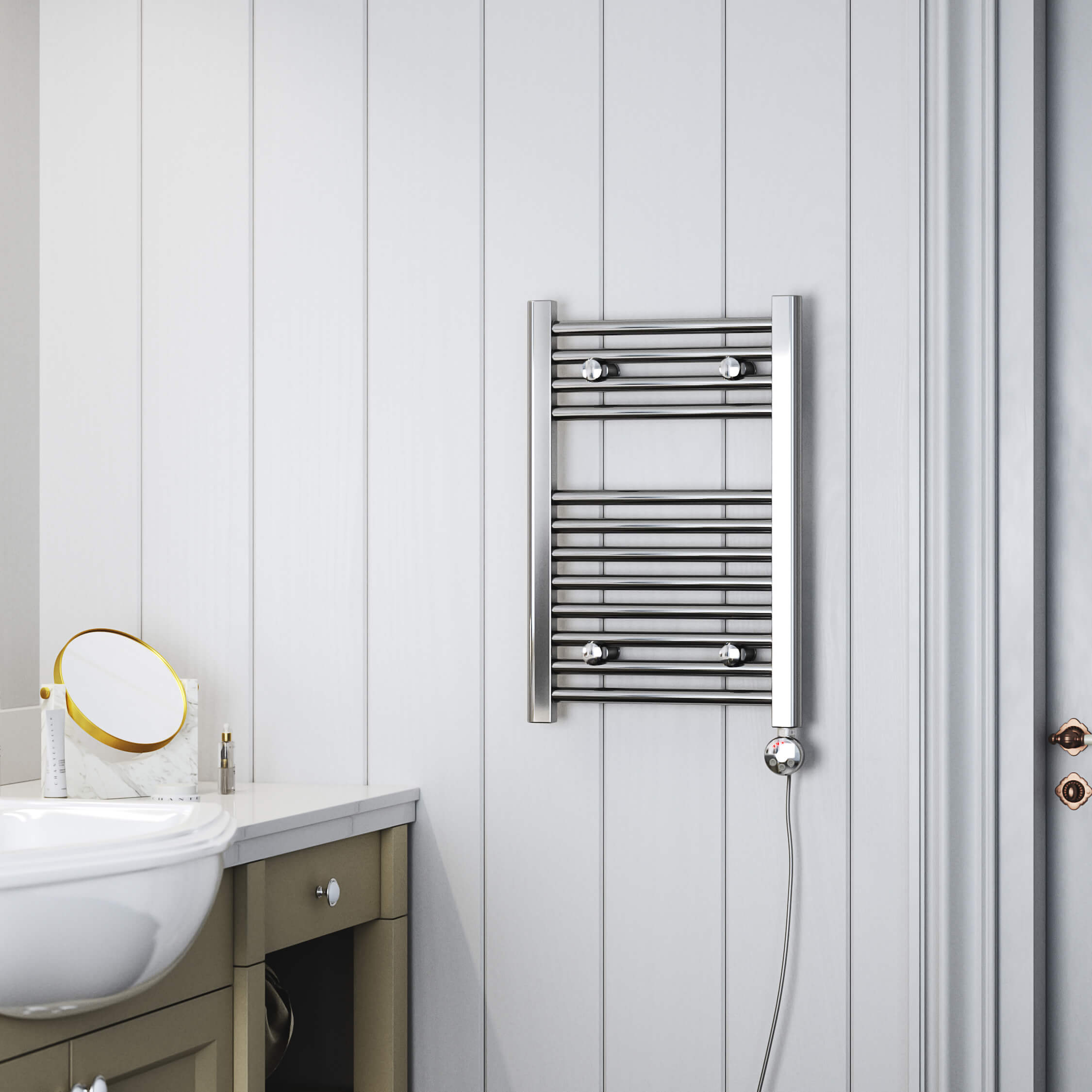 Terma Leo Chrome Electric Heated Towel Rail with Heating Element
