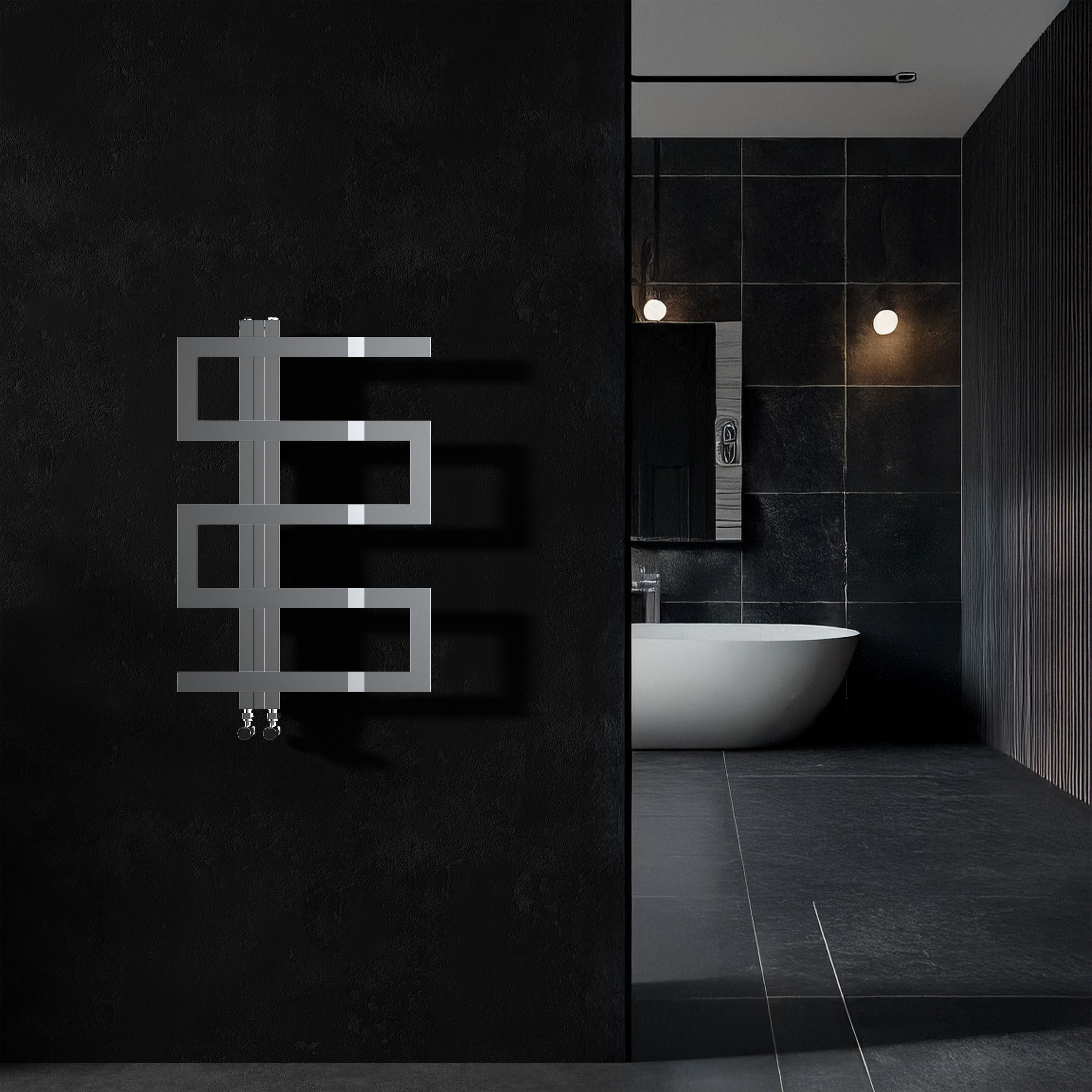 Carisa Ibiza Offset Stainless Steel Designer Heated Towel Rail