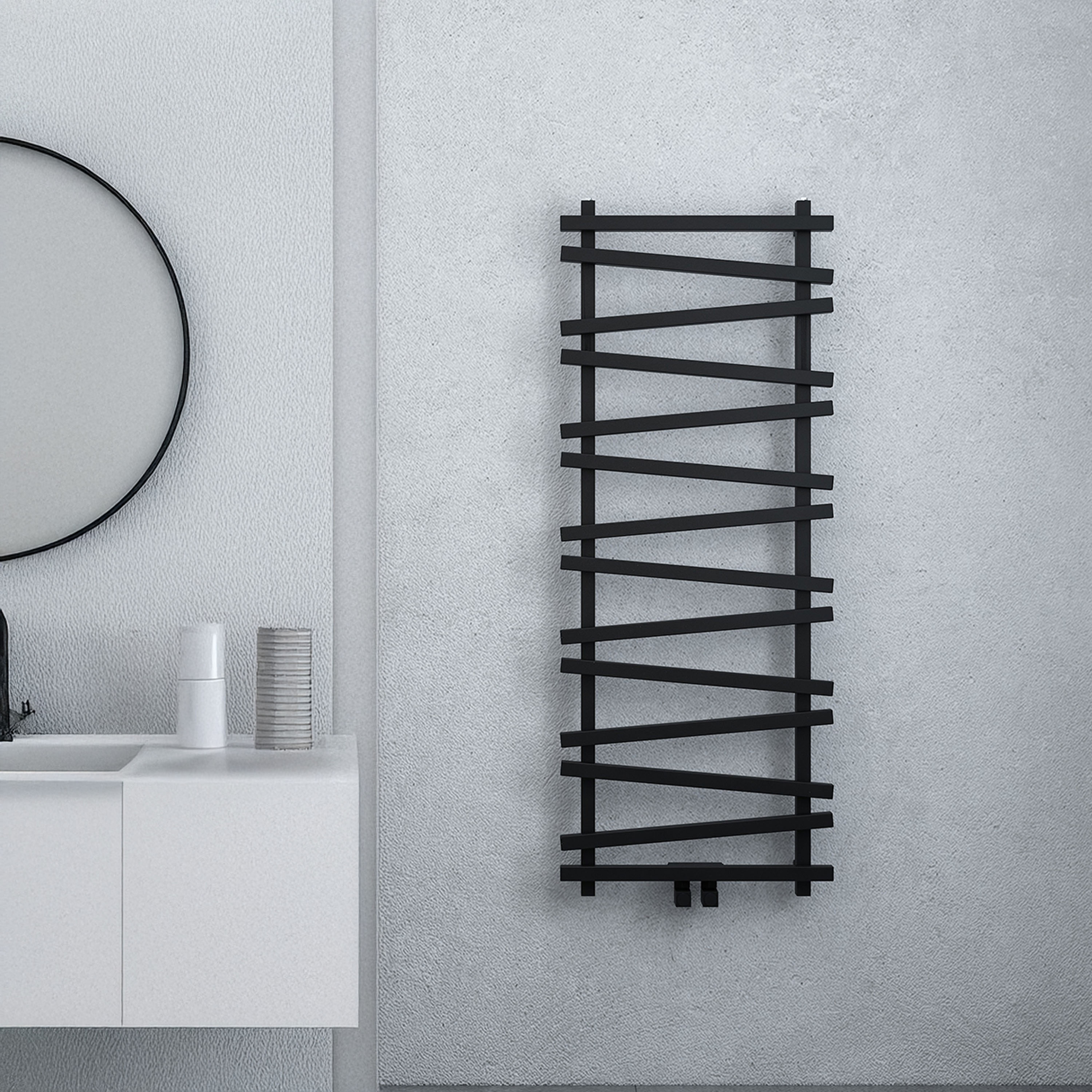 Carisa Vivek Angled Designer Aluminium Heated Towel Rail