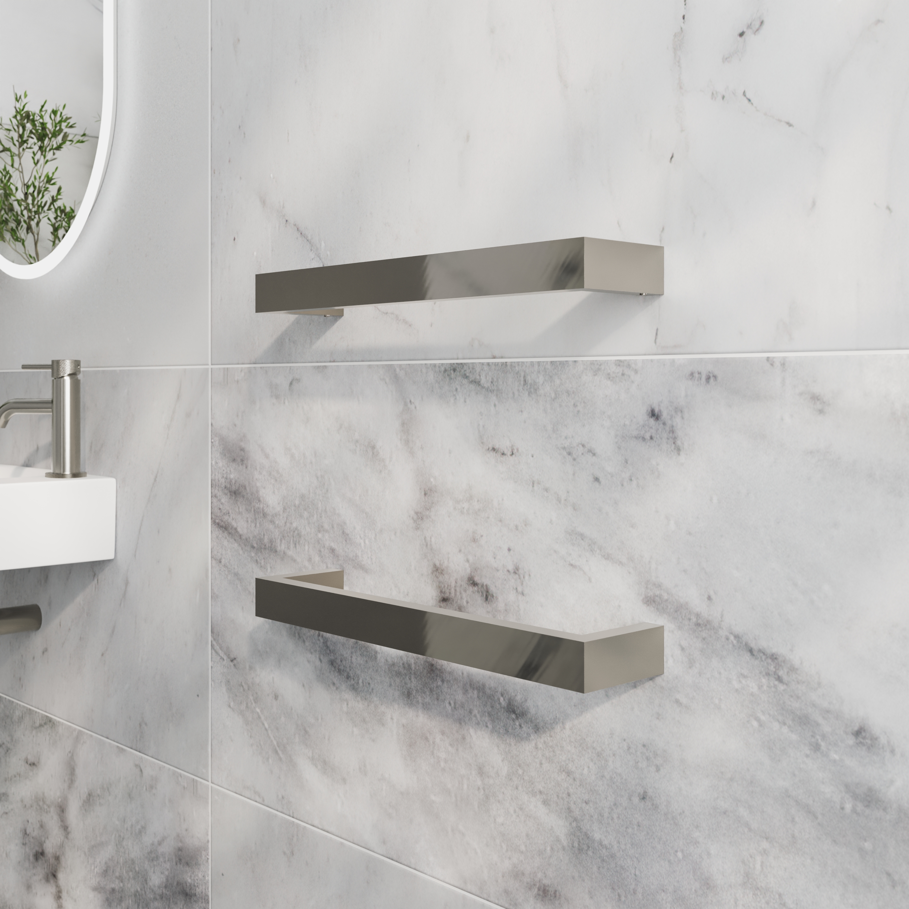Toasty Flare Polished Stainless Steel Electric Heated Towel Rail