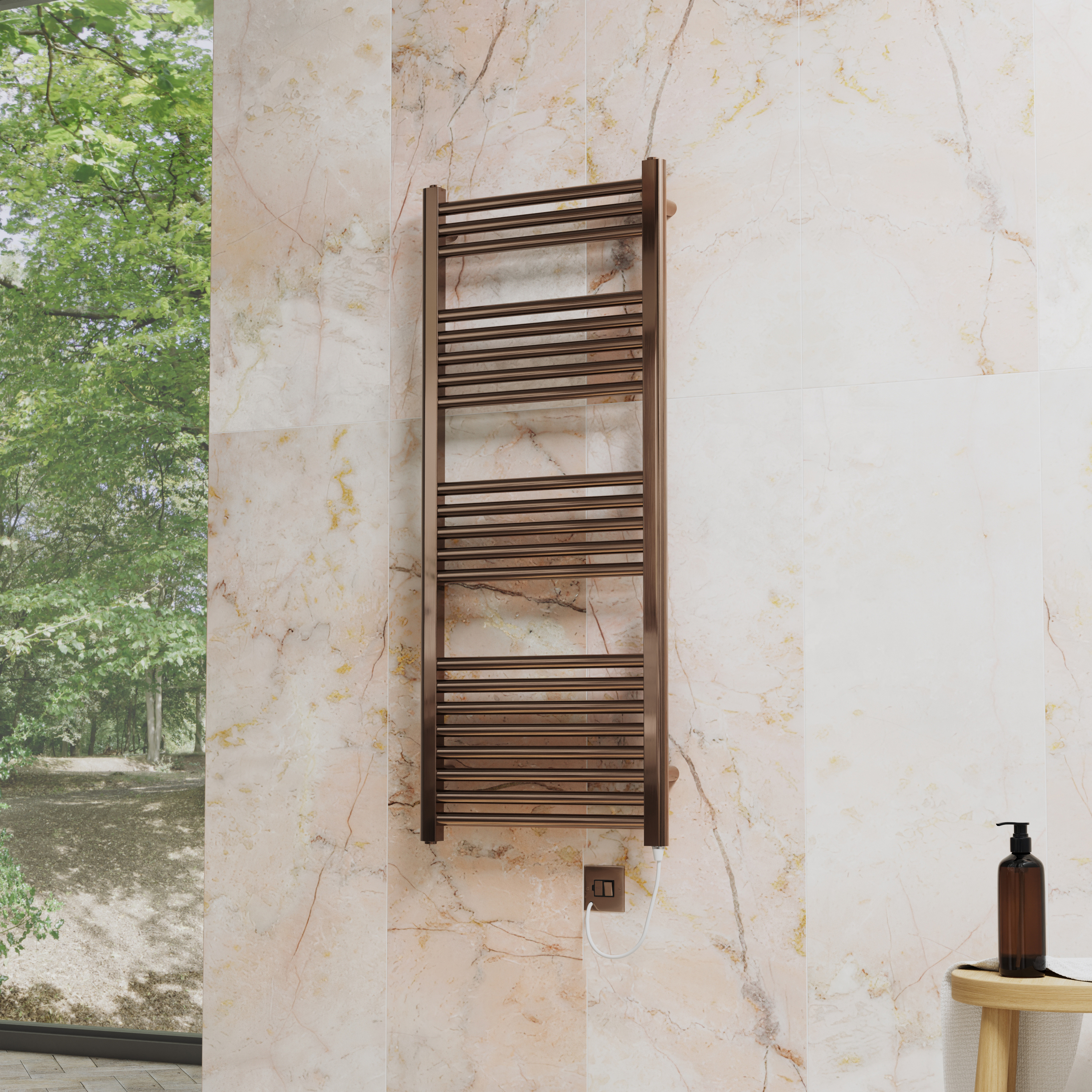 Toasty Glow Premium Brushed Bronze 25mm Electric Heated Towel Rail with Heating Element
