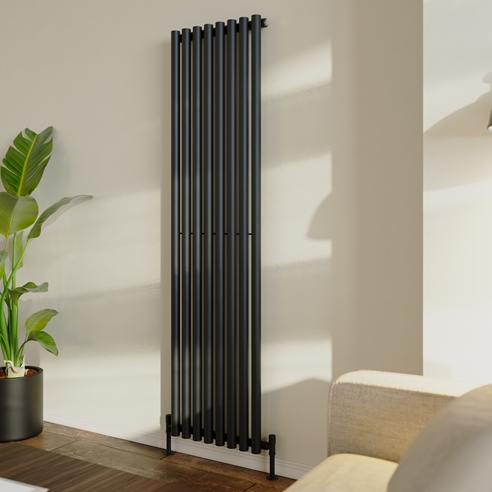 Round Toped Radiators Toasty Aura Matt Black Round Tube Vertical Radiator | Toasty