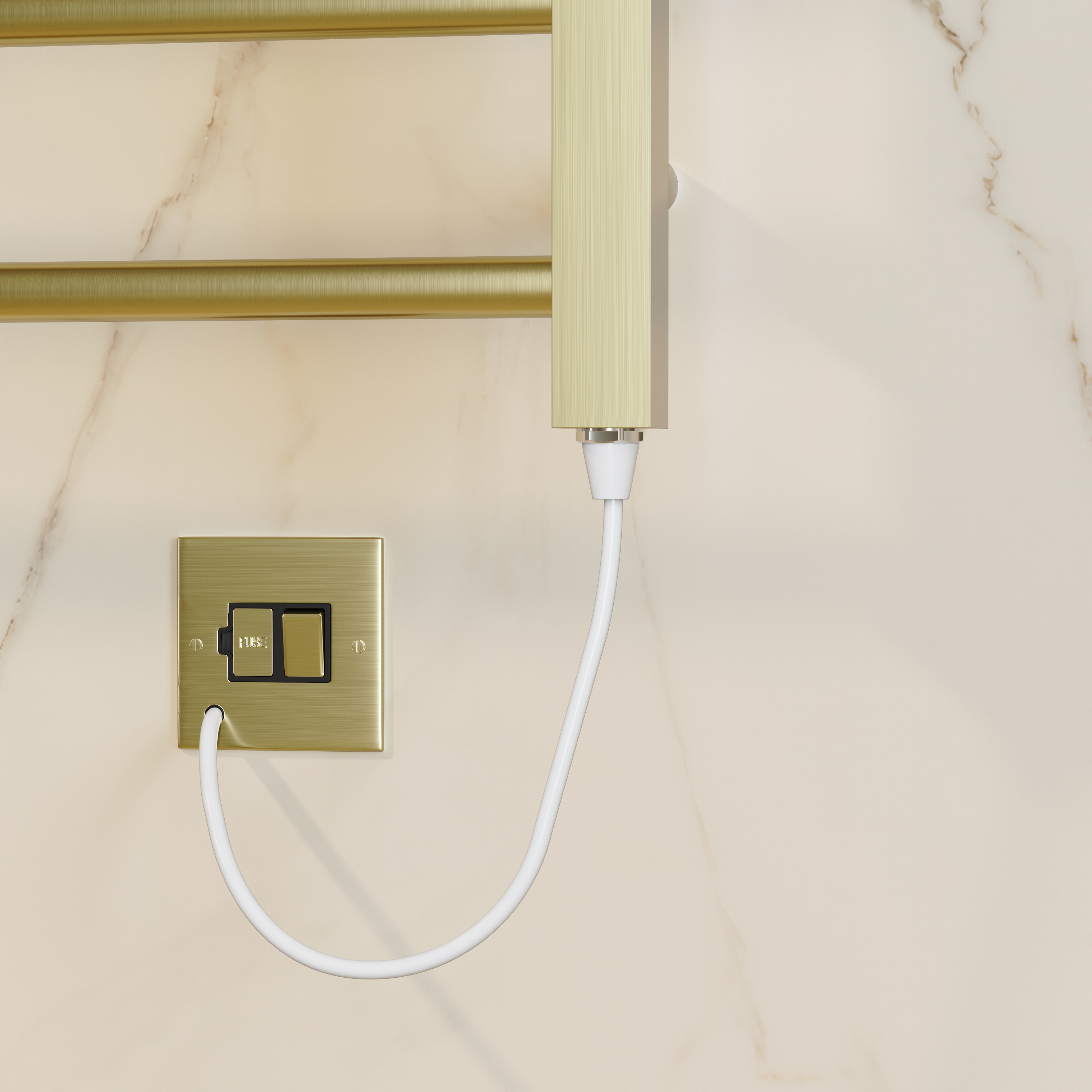 Toasty Rise Brushed Brass Electric Heated Towel Rail with Heating Element