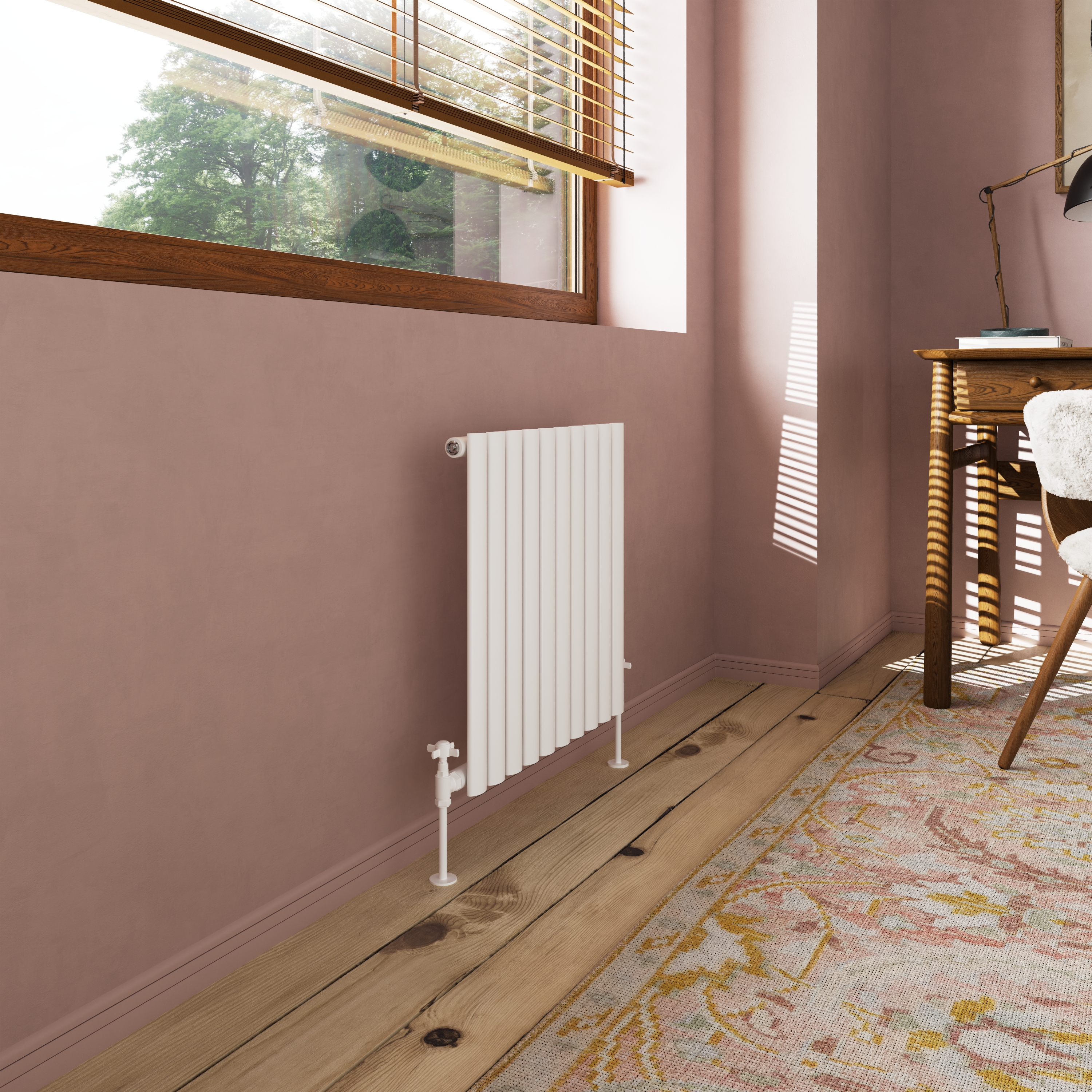Toasty Ember White Oval Panel Horizontal Radiator
