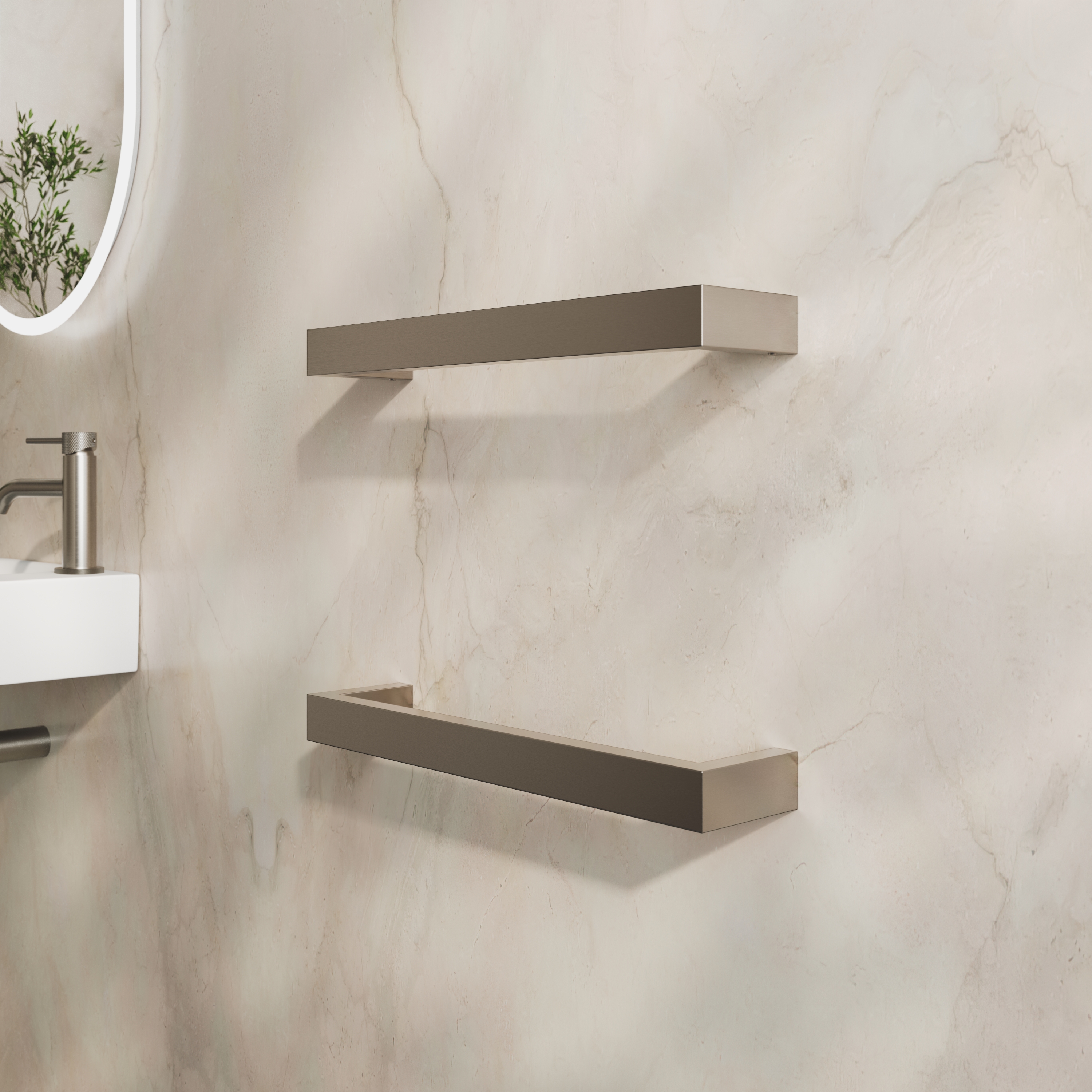 Toasty Flare Brushed Stainless Steel Electric Heated Towel Rail