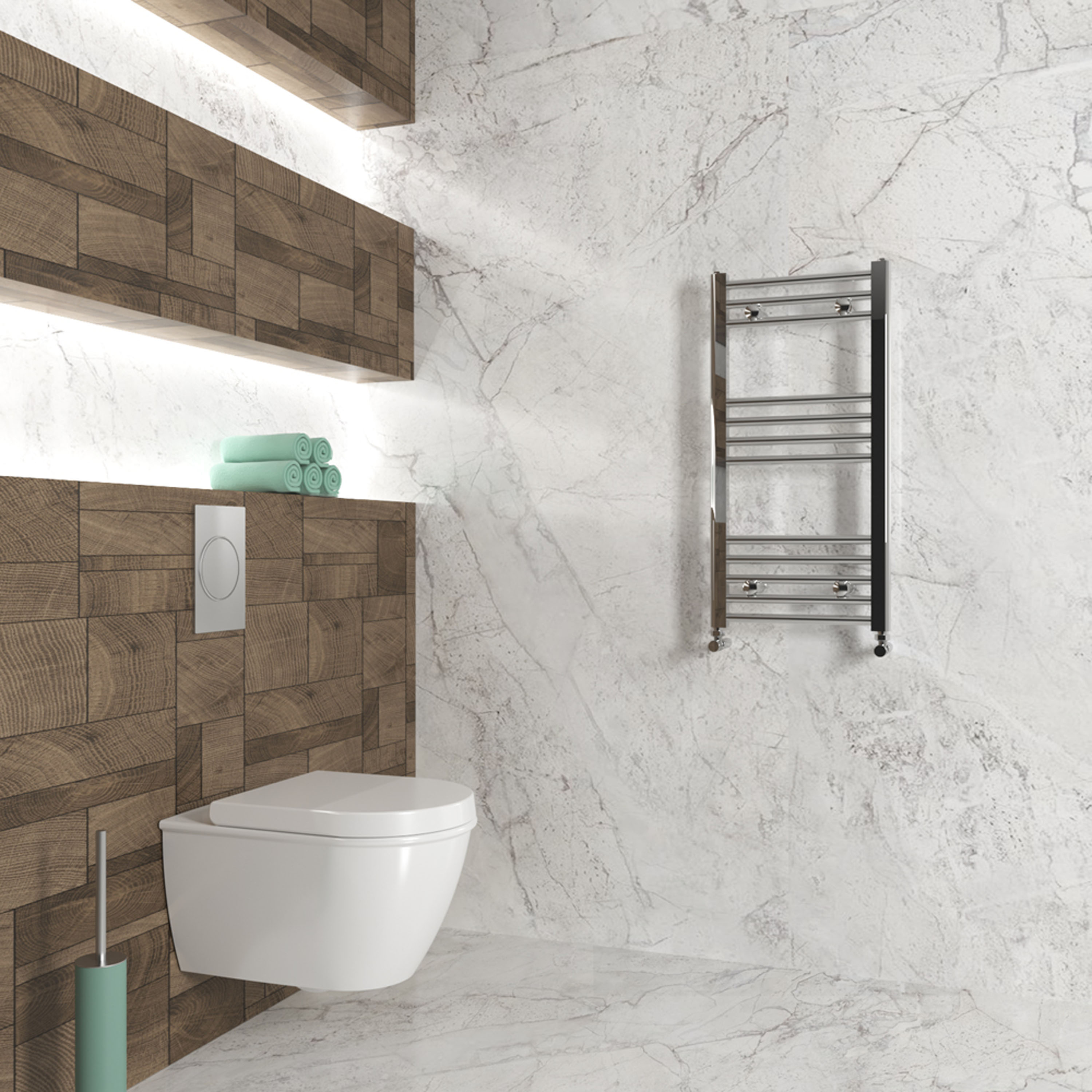 Carisa Nile Flat Vertical Steel Ladder Heated Towel Rail