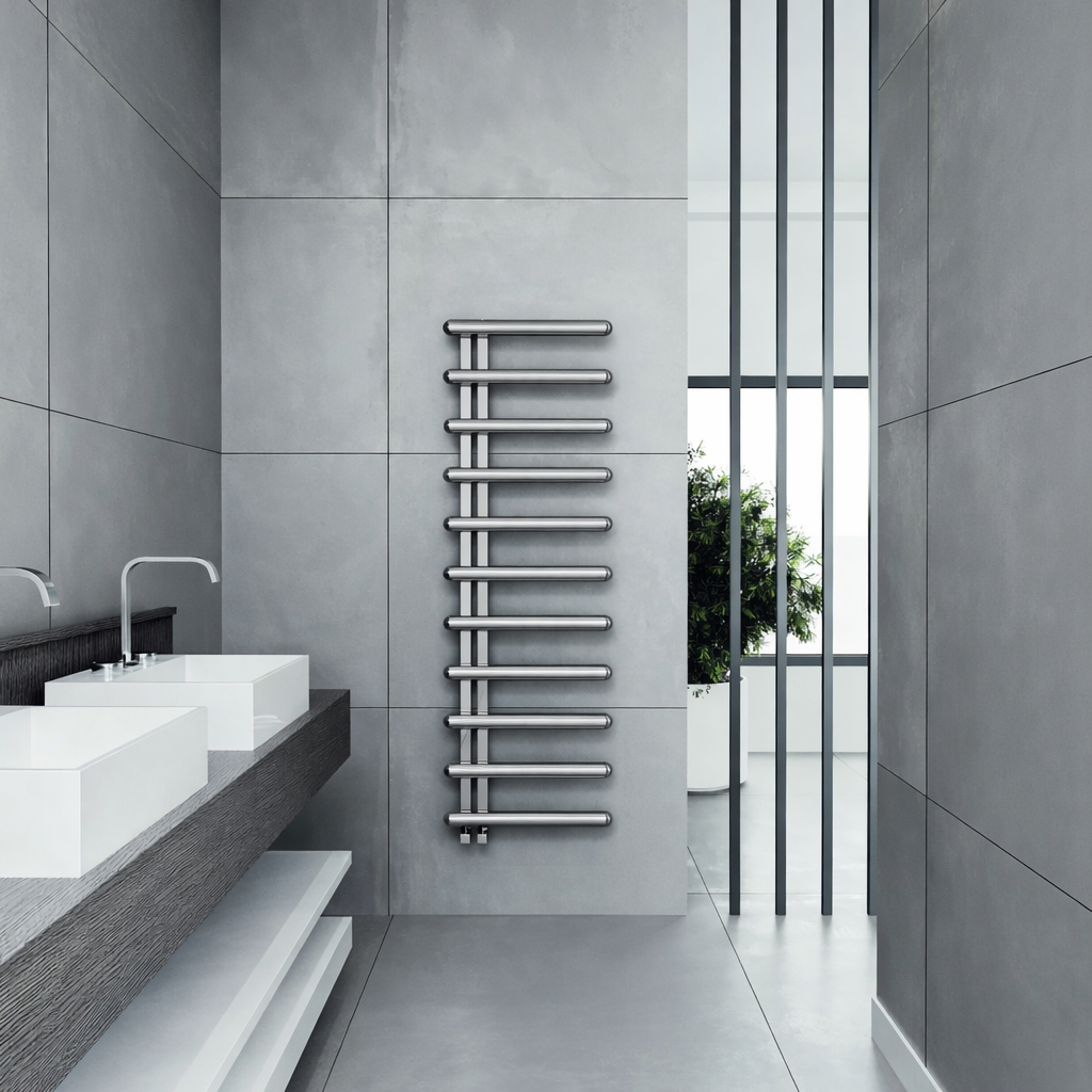 Carisa Ivor Offset Stainless Steel Designer Heated Towel Rail