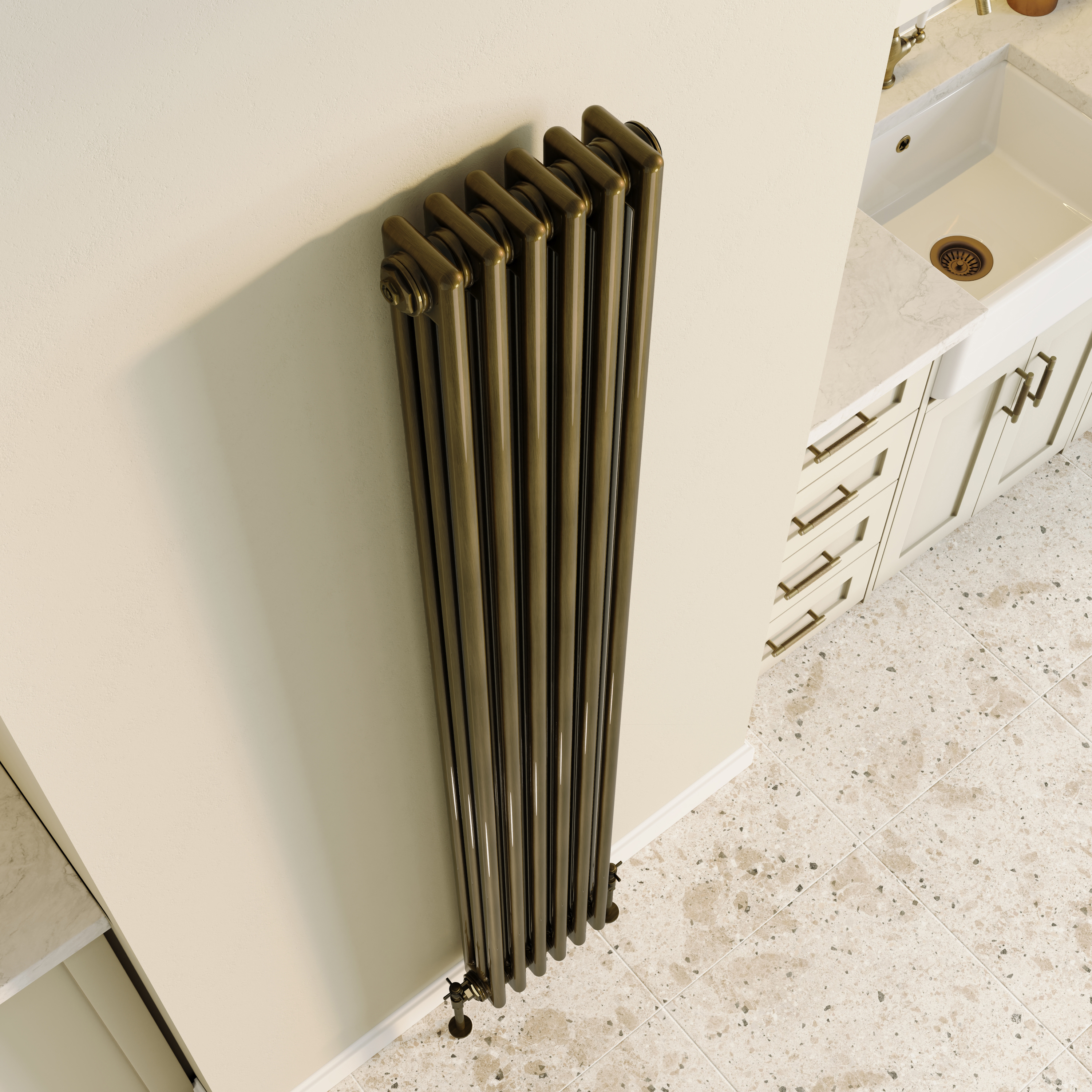 Toasty Ardleigh Antique Brass Vertical Column Radiator