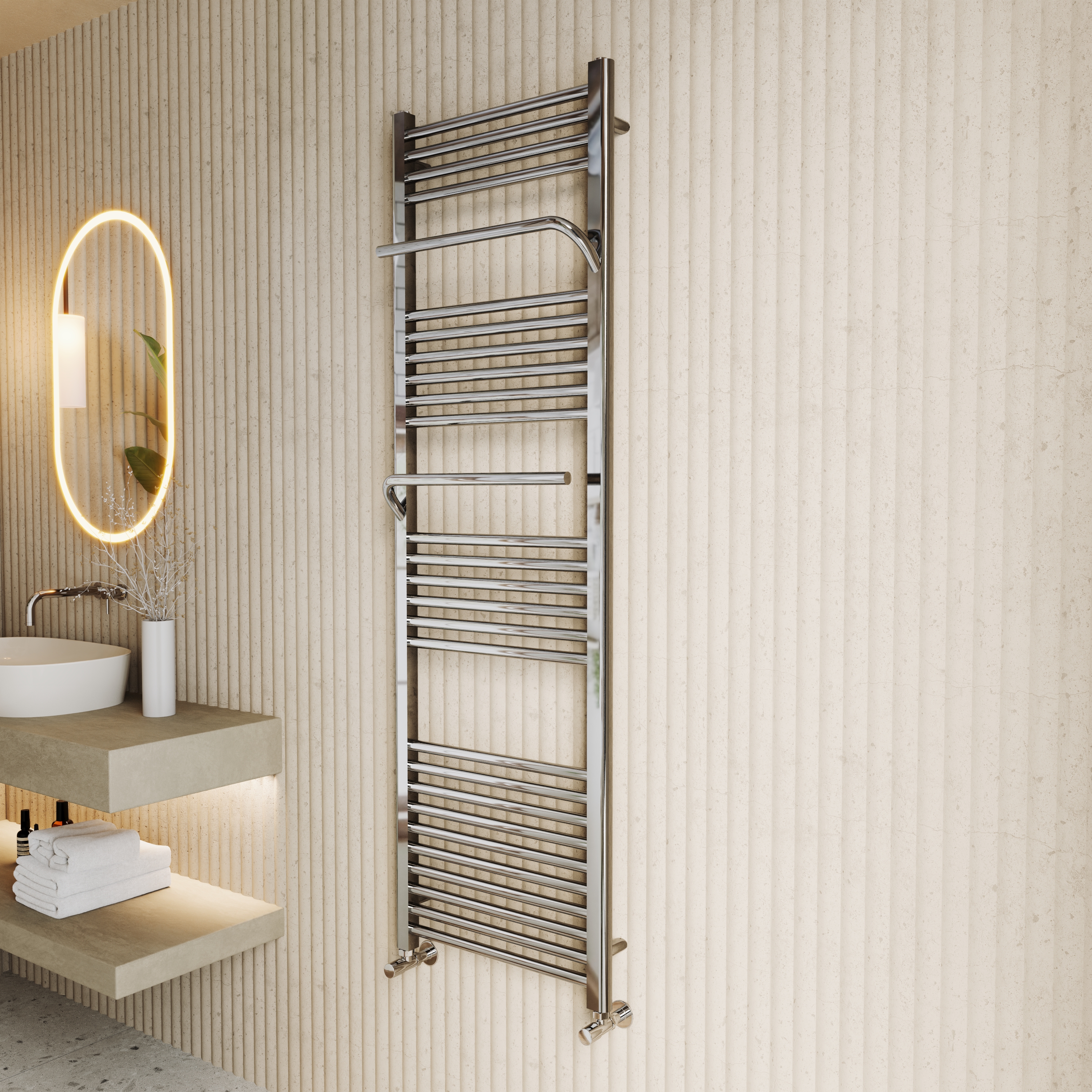 Toasty Wisp Chrome Heated Towel Rail - 1600 x 500mm