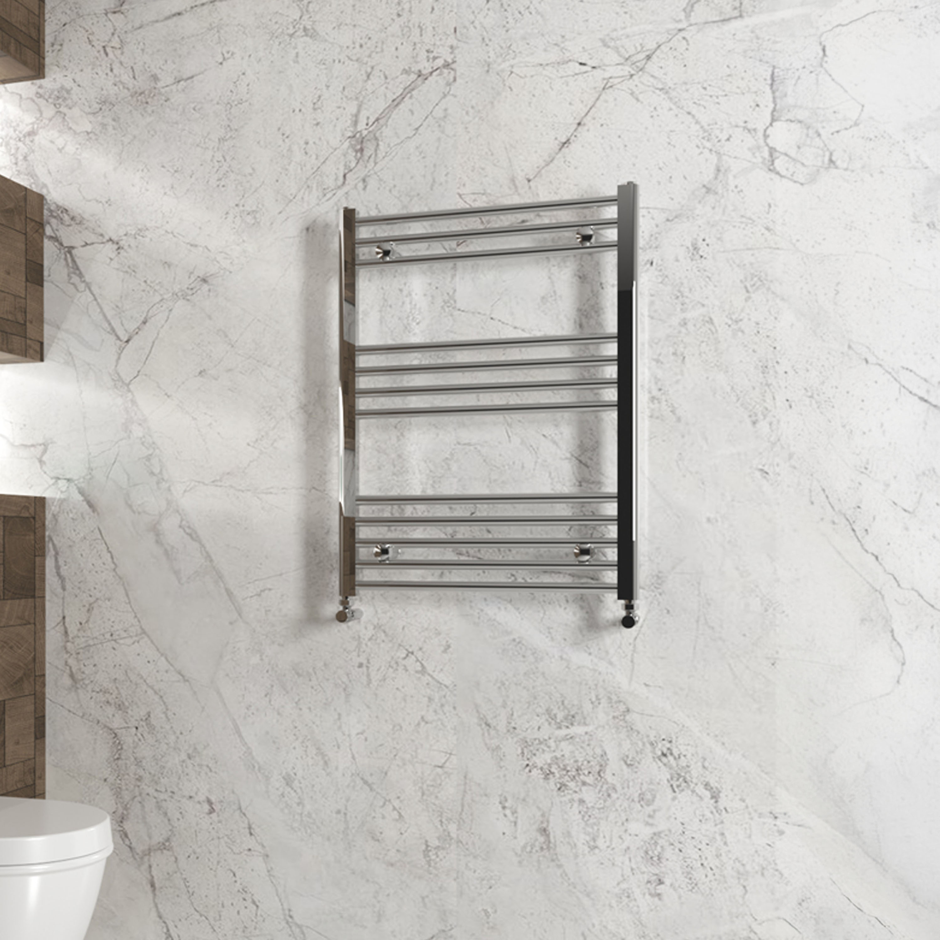 Carisa Nile Flat Vertical Steel Ladder Heated Towel Rail