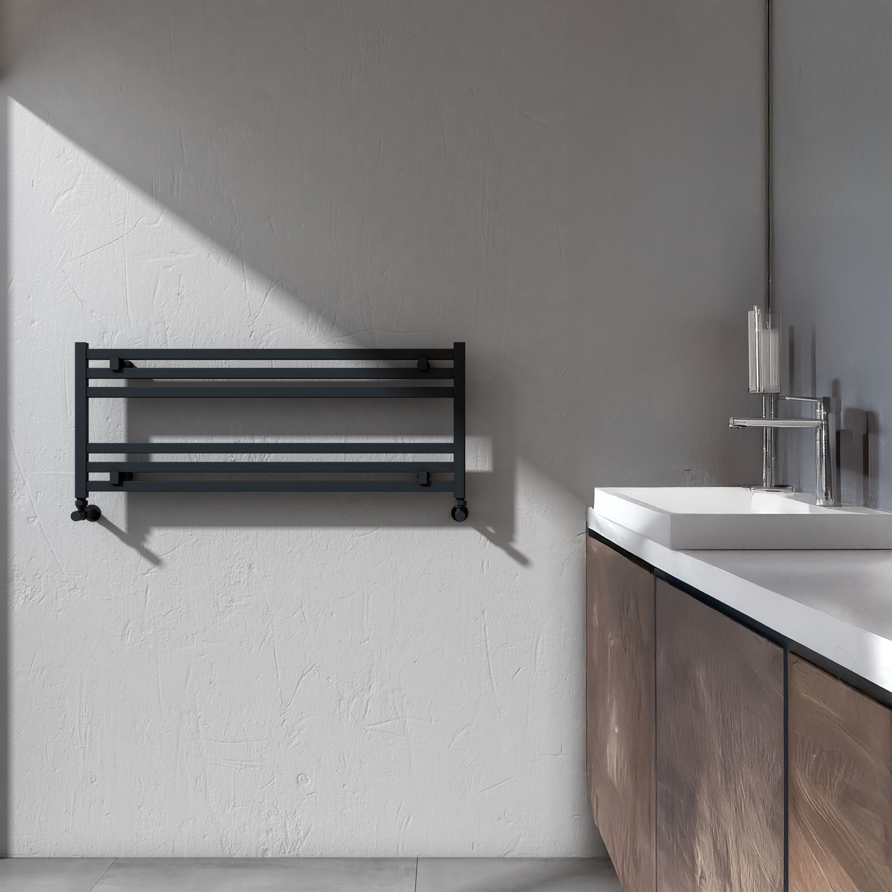 Carisa Fame Horizontal Ladder Aluminium Designer Heated Towel Rail - 400 x 1000mm