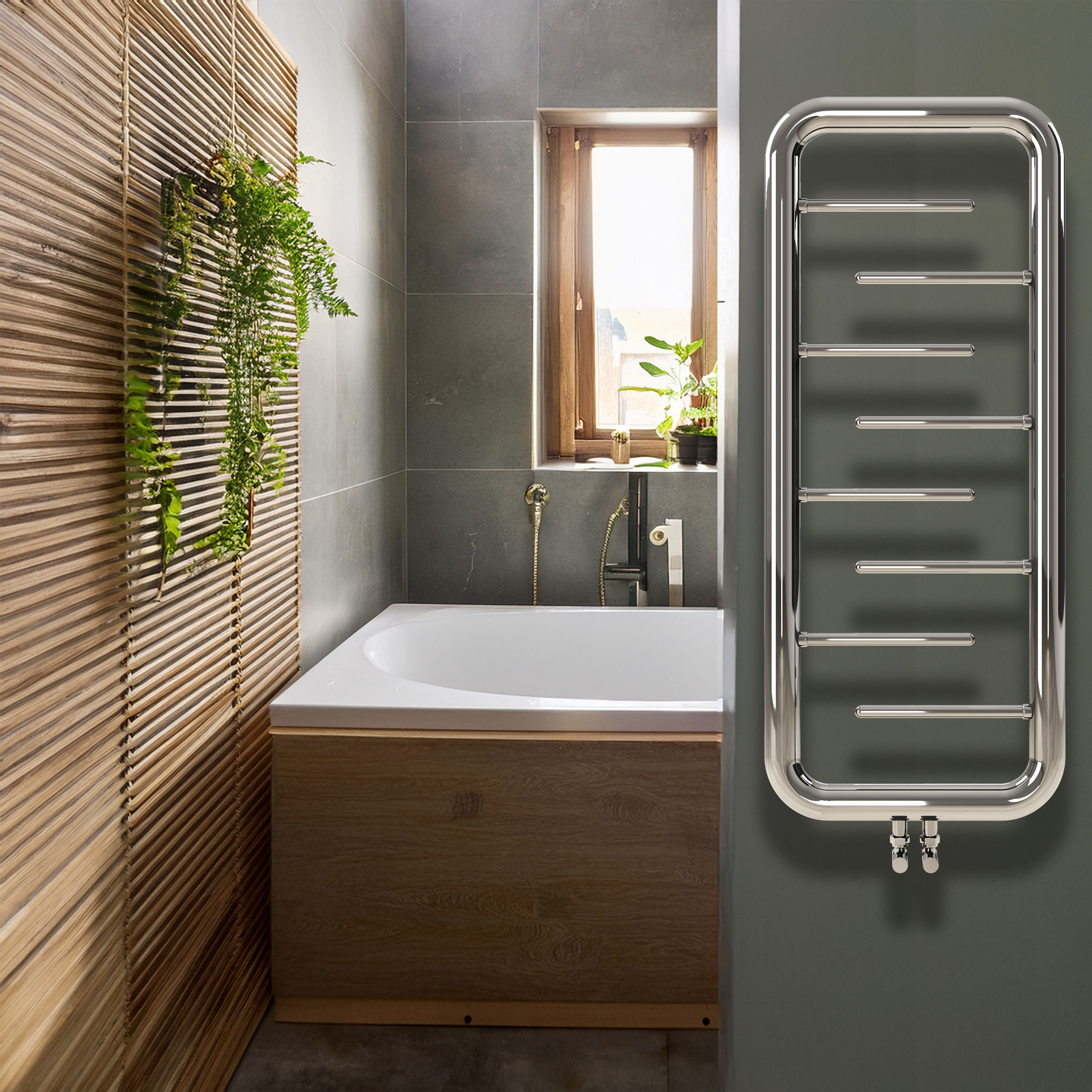 Carisa Aren Ladder Stainless Steel Designer Heated Towel Rail