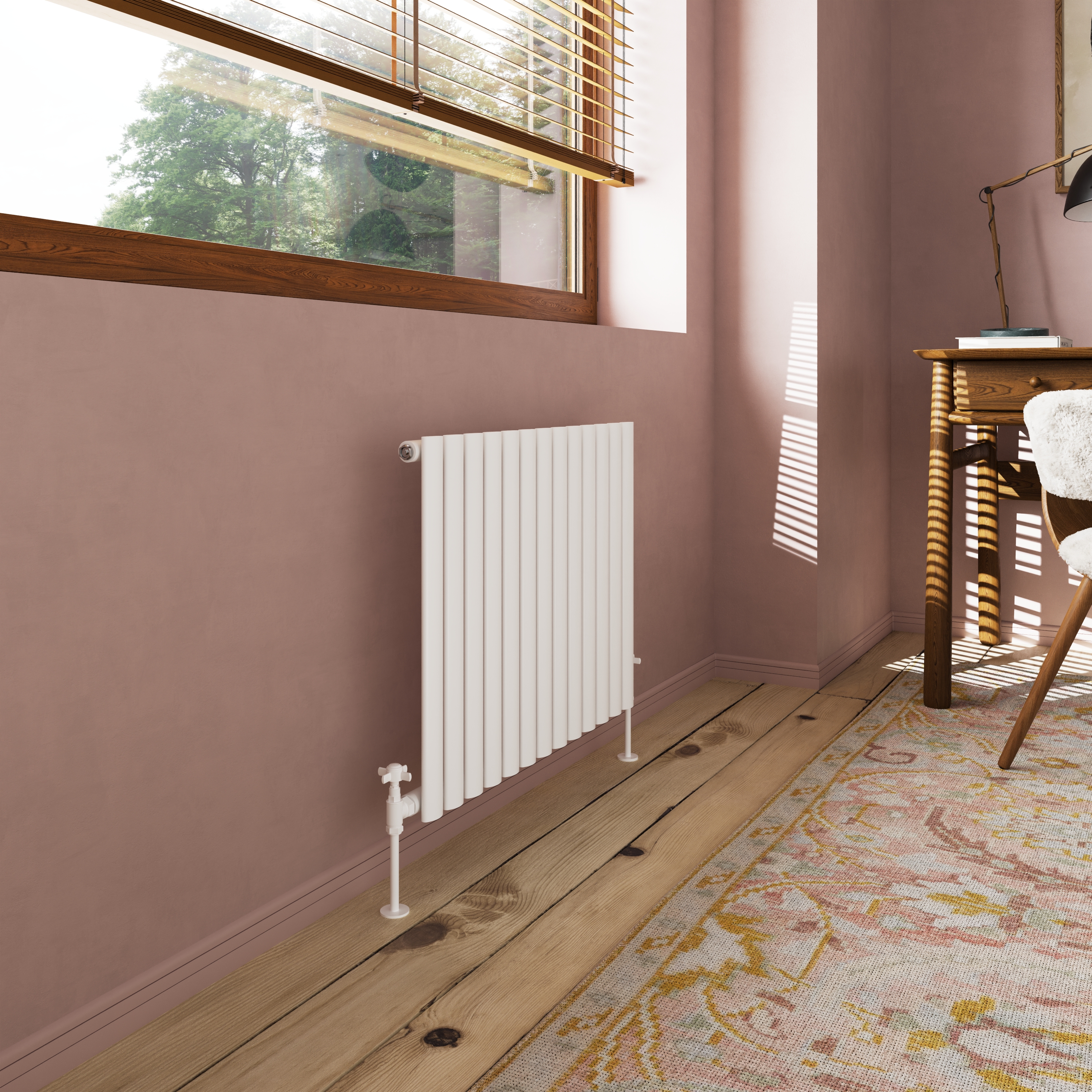 Toasty Ember White Oval Panel Horizontal Radiator
