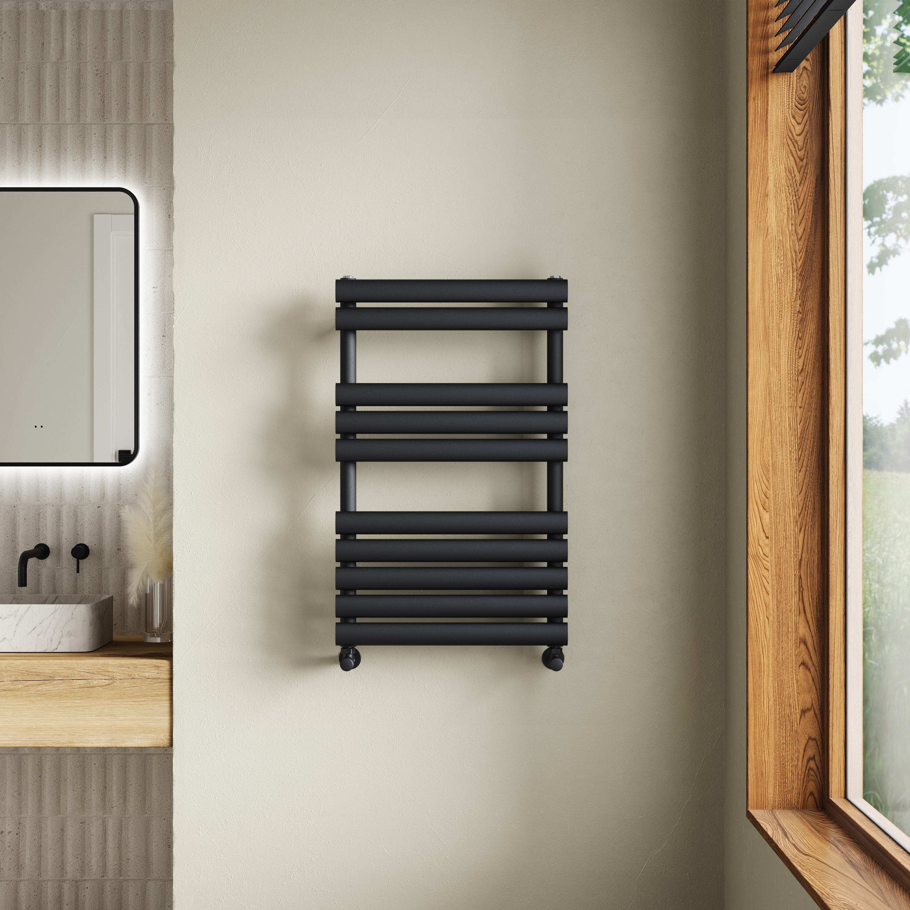Toasty Eden Matt Black Heated Towel Rail