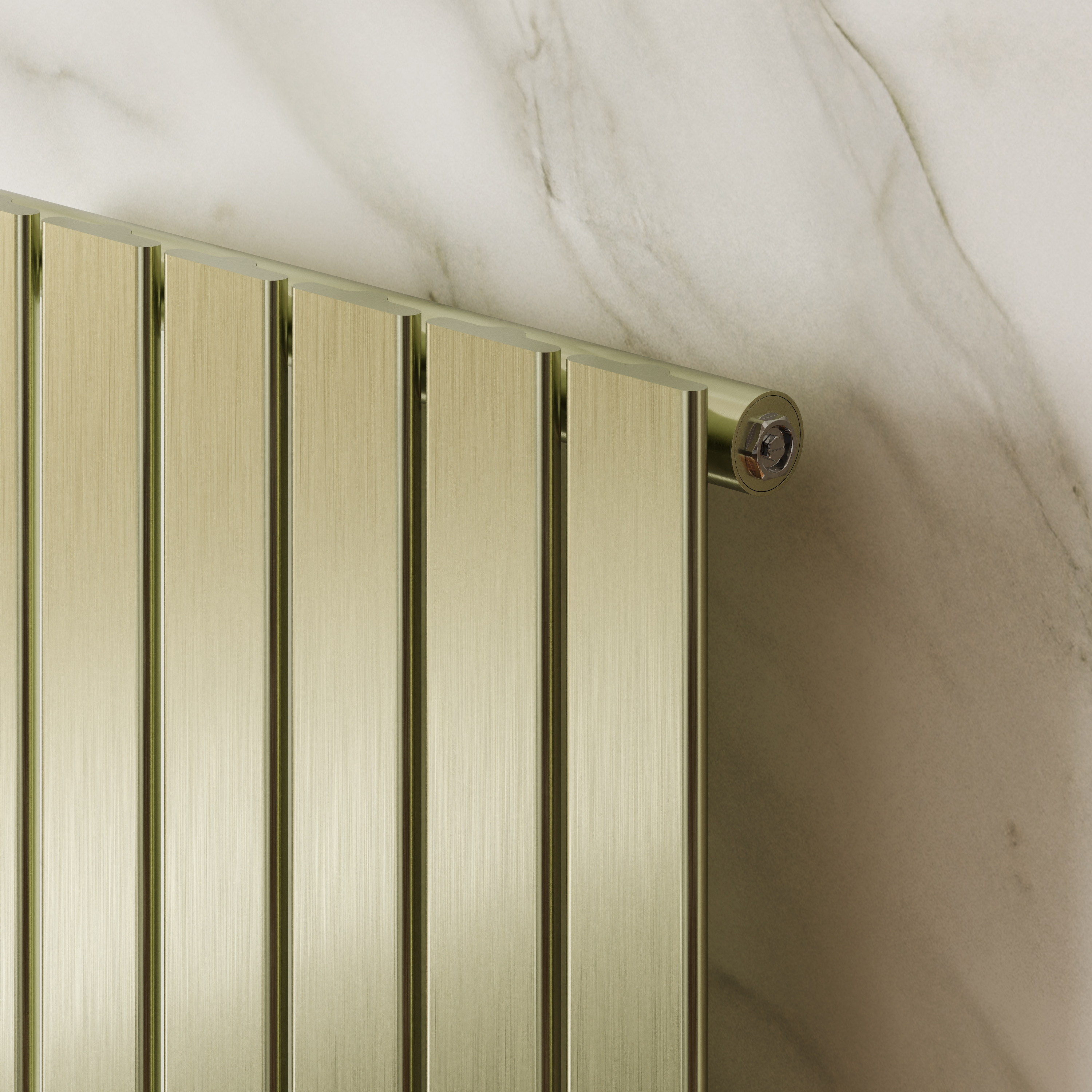 Toasty Radiance Brushed Brass Single Flat Panel Vertical Radiator