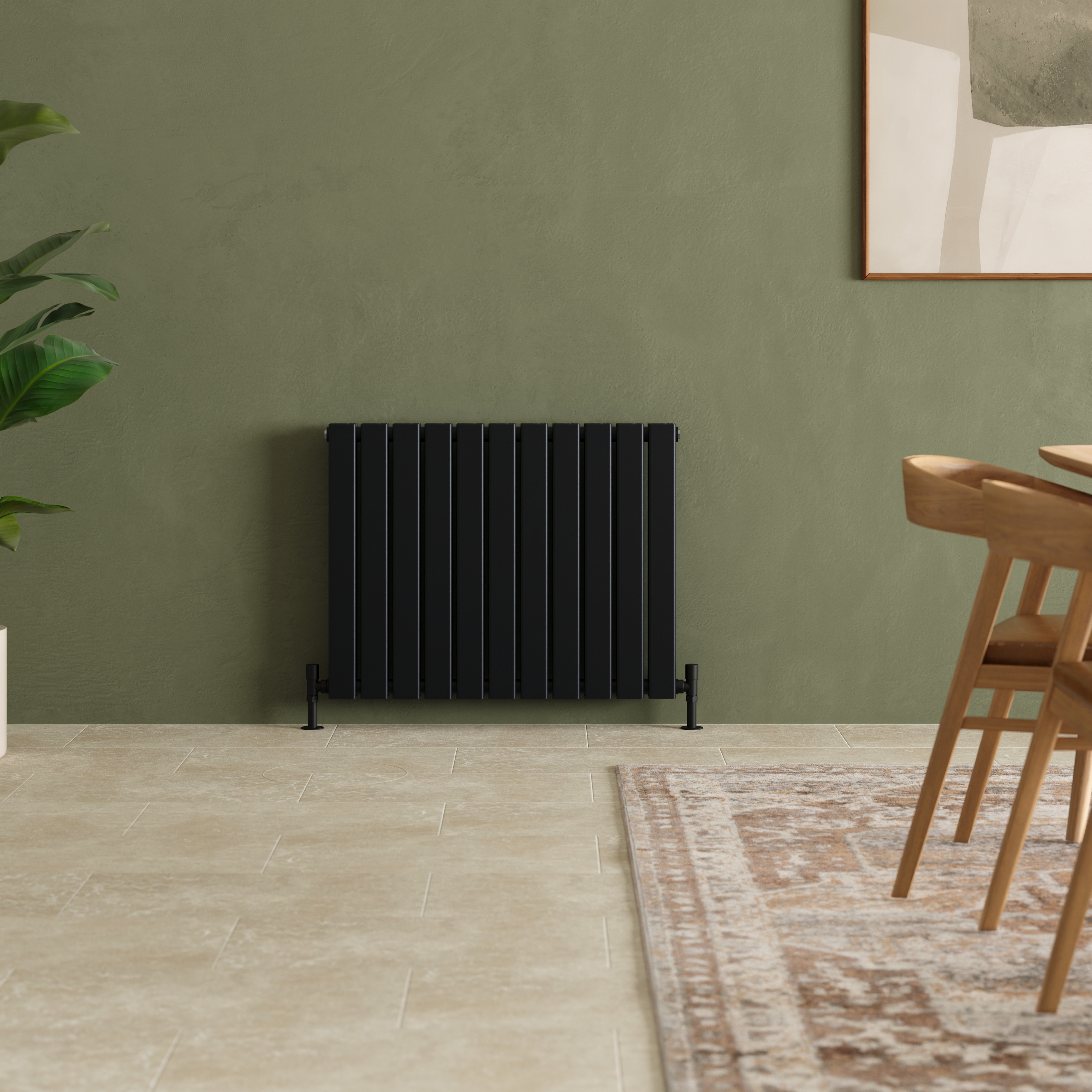 Toasty Radiance Matt Black Flat Panel Horizontal Radiator