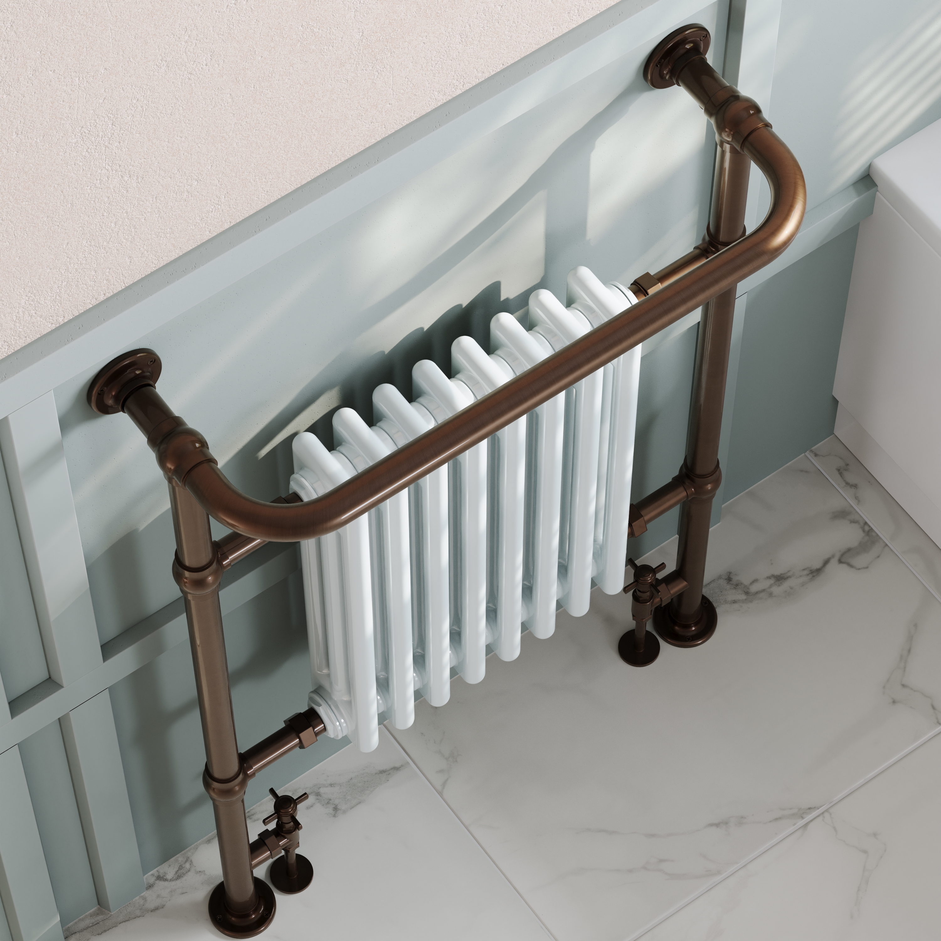 Toasty Penrose Antique Copper Traditional Heated Towel Rail - 965 x 675mm